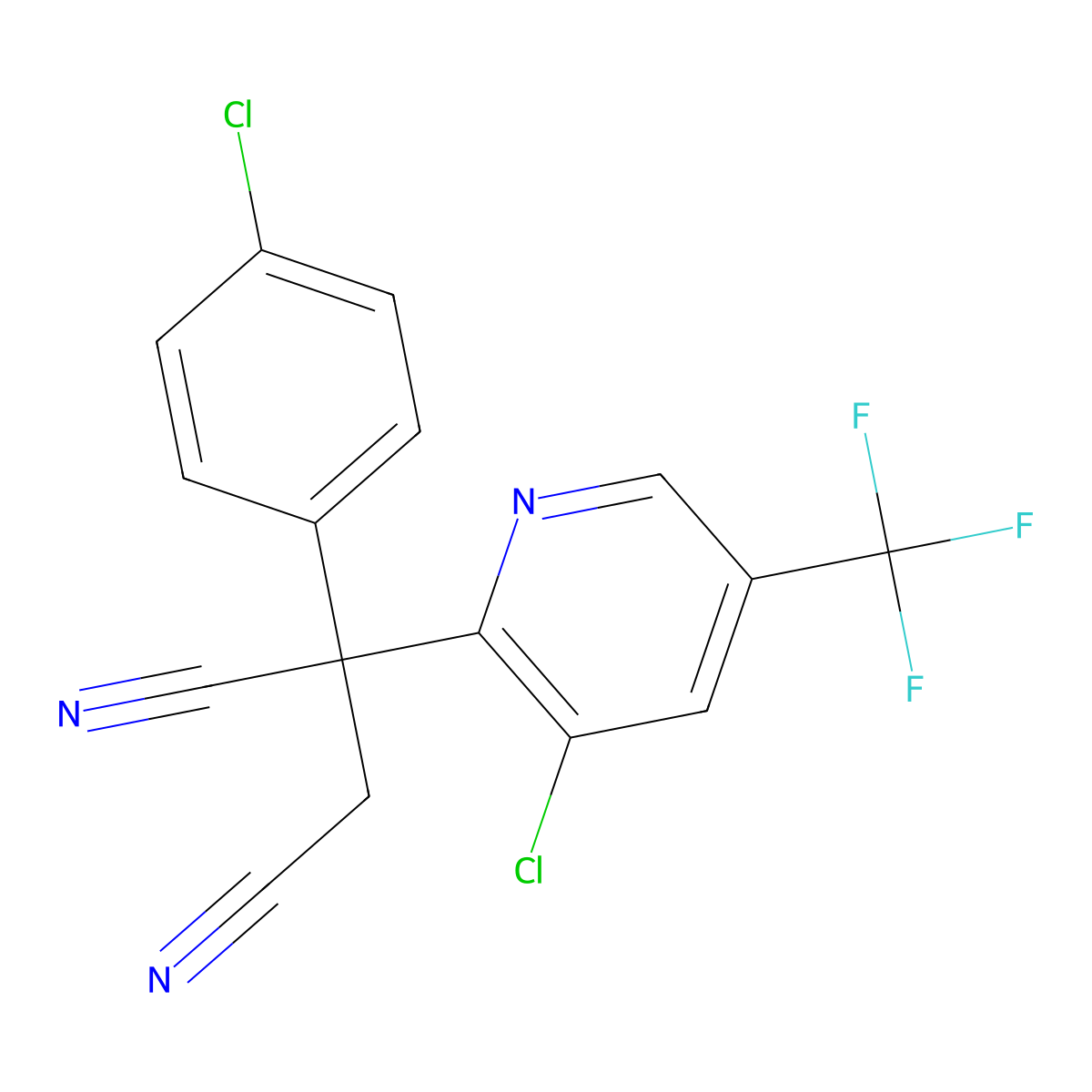 2-(4-Chlorophenyl)-2-[3-chloro-5-(trifluoromethyl)-2-pyridinyl]succinonitrile molecular structure, CAS 400080-84-4
