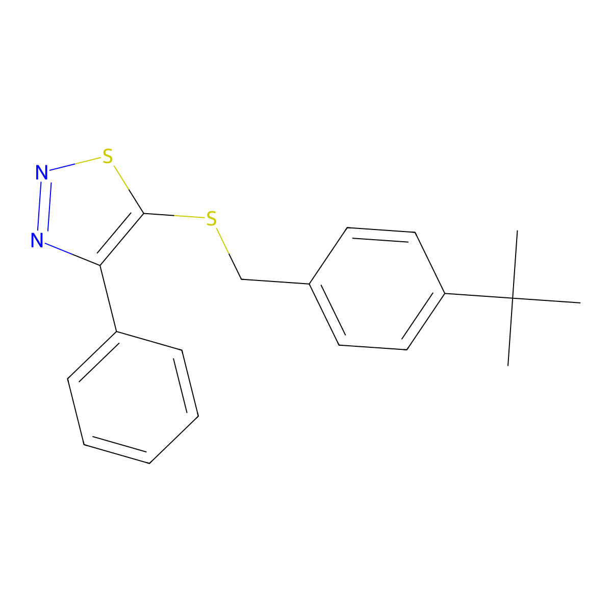 5-{[4-(Tert-butyl)benzyl]sulfanyl}-4-phenyl-1,2,3-thiadiazole molecular structure, CAS 400080-91-3
