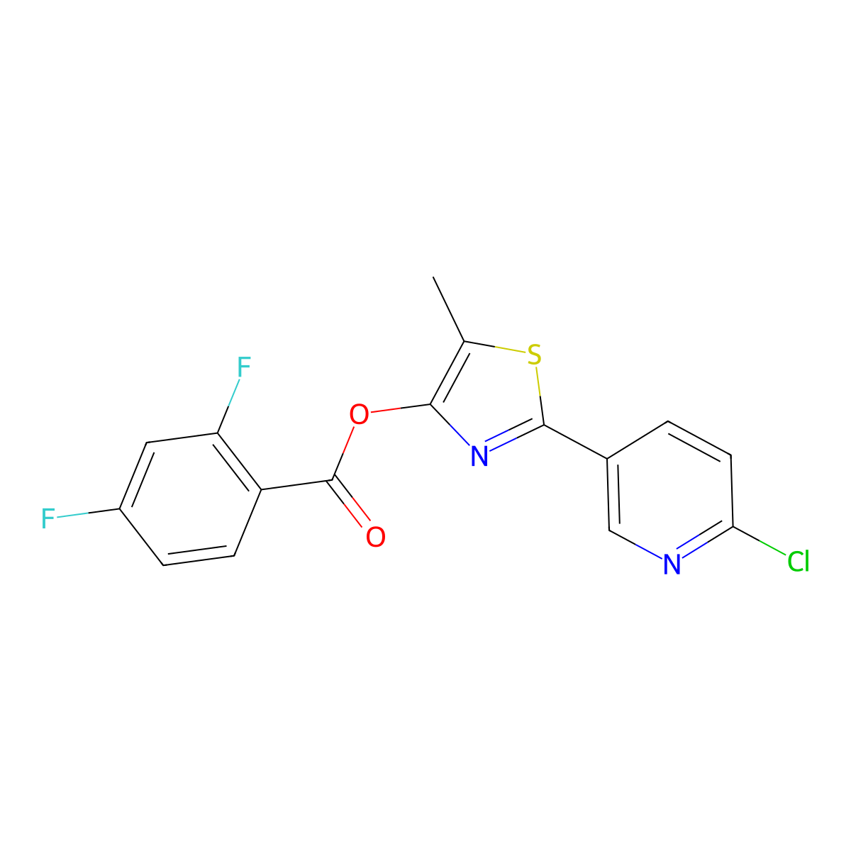 2-(6-Chloro-3-pyridinyl)-5-methyl-1,3-thiazol-4-yl 2,4-difluorobenzenecarboxylate molecular structure, CAS 400081-01-8