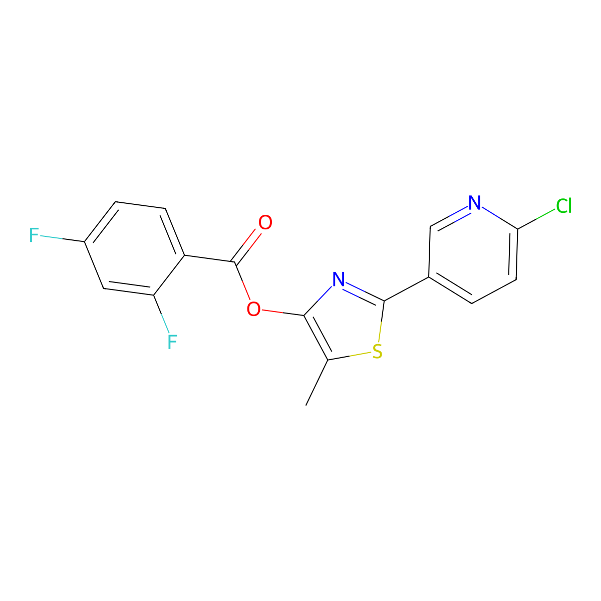 2-(6-Chloro-3-pyridinyl)-5-methyl-1,3-thiazol-4-yl 2,4-difluorobenzenecarboxylate molecular structure, CAS 400081-01-8