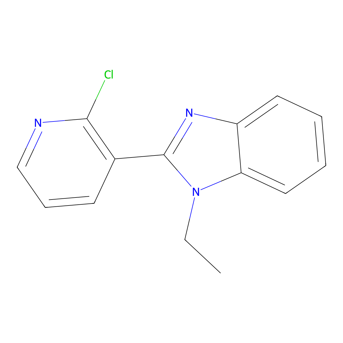 2-(2-chloro-3-pyridinyl)-1-ethyl-1H-1,3-benzimidazole molecular structure, CAS 400081-24-5