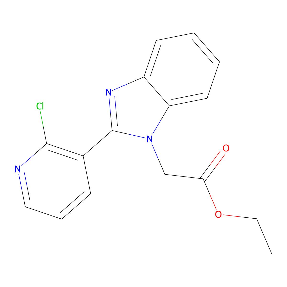 ethyl 2-[2-(2-chloro-3-pyridinyl)-1H-1,3-benzimidazol-1-yl]acetate molecular structure, CAS 400081-25-6