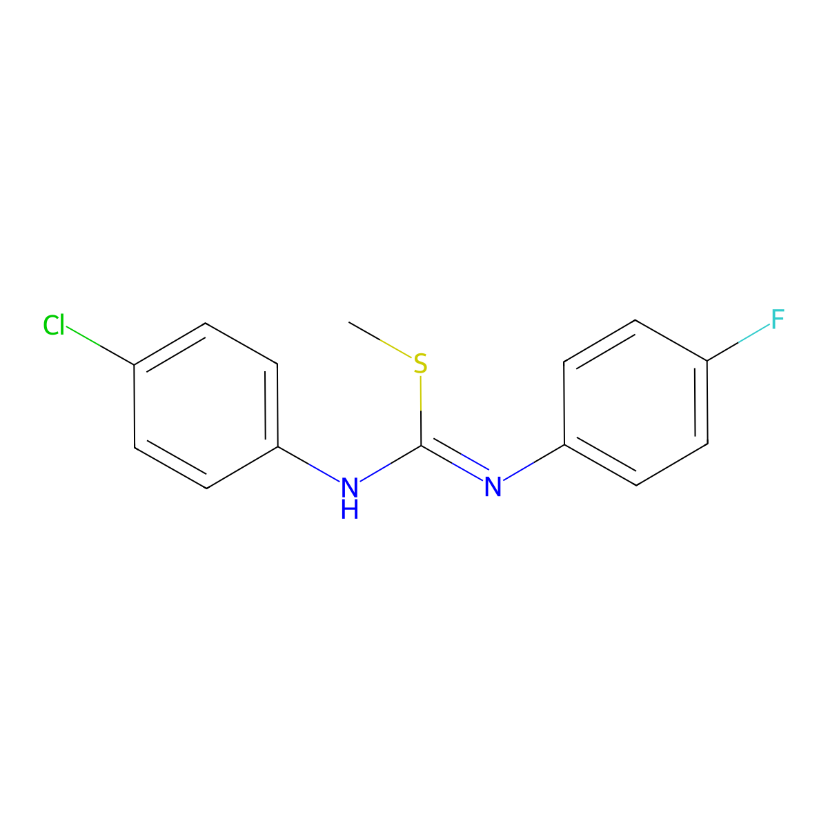 1-chloro-4-{[(Z)-(4-fluoroanilino)(methylsulfanyl)methylidene]amino}benzene molecular structure, CAS 400081-31-4