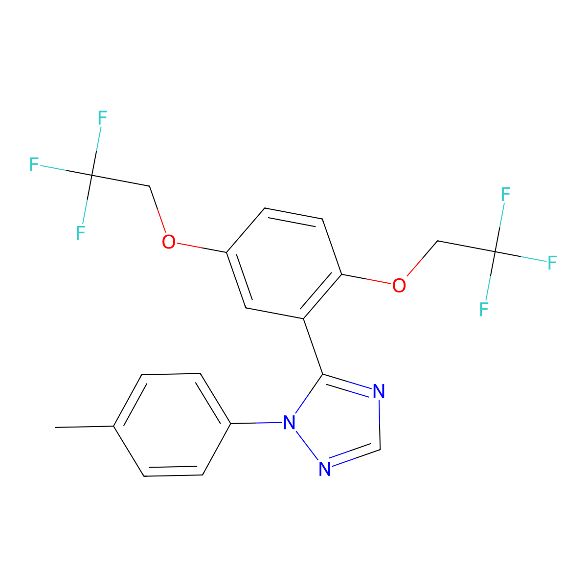 5-[2,5-bis(2,2,2-trifluoroethoxy)phenyl]-1-(4-methylphenyl)-1H-1,2,4-triazole molecular structure, CAS 400081-38-1