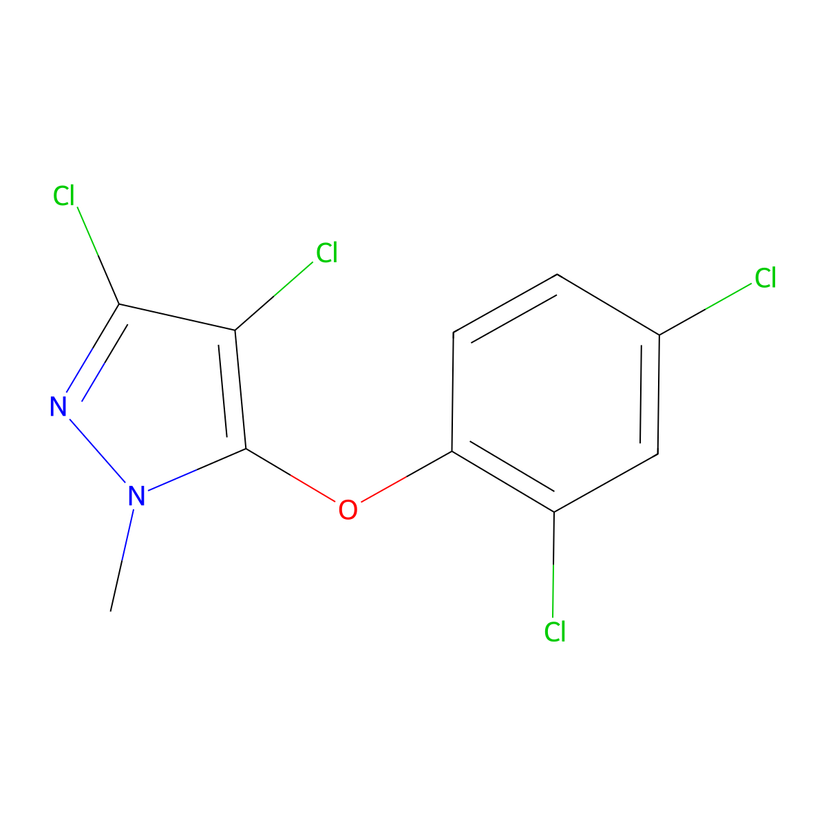 3,4-dichloro-5-(2,4-dichlorophenoxy)-1-methyl-1H-pyrazole molecular structure, CAS 400081-47-2