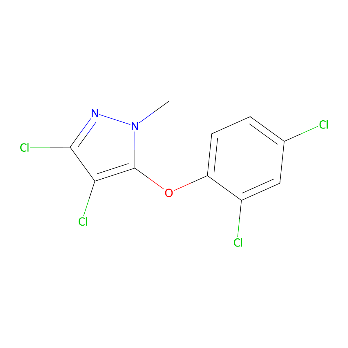 3,4-dichloro-5-(2,4-dichlorophenoxy)-1-methyl-1H-pyrazole molecular structure, CAS 400081-47-2