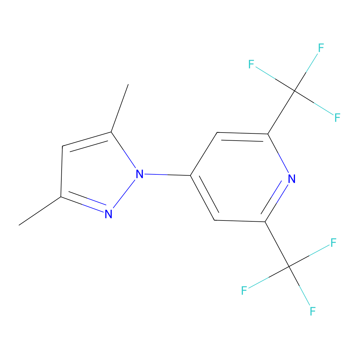 4-(3,5-dimethyl-1H-pyrazol-1-yl)-2,6-bis(trifluoromethyl)pyridine molecular structure, CAS 400081-58-5