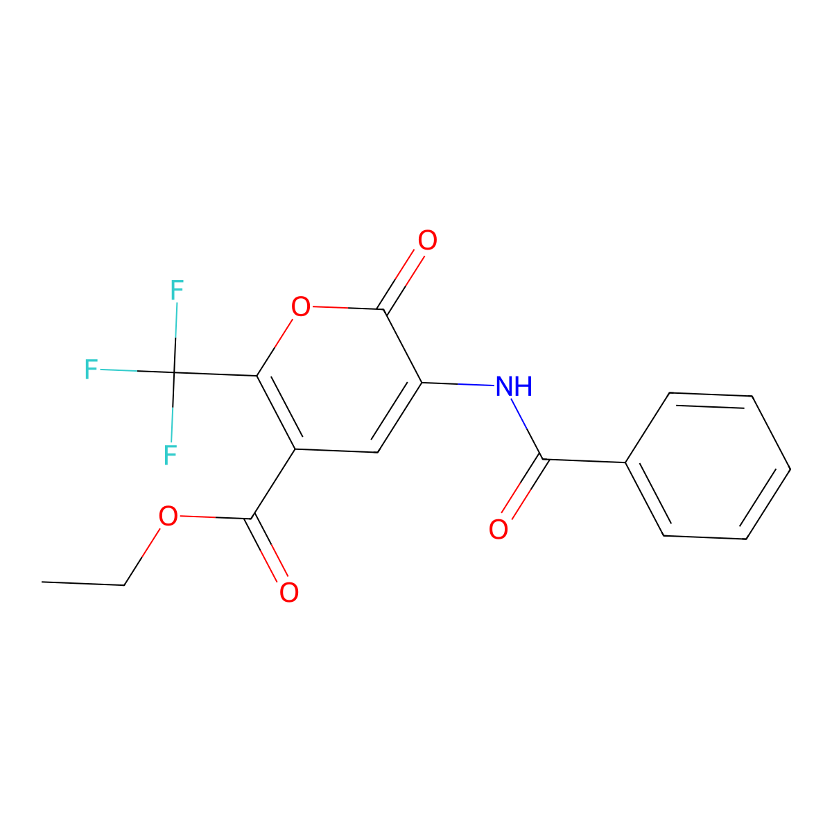 ethyl 3-benzamido-2-oxo-6-(trifluoromethyl)-2H-pyran-5-carboxylate molecular structure, CAS 400081-64-3