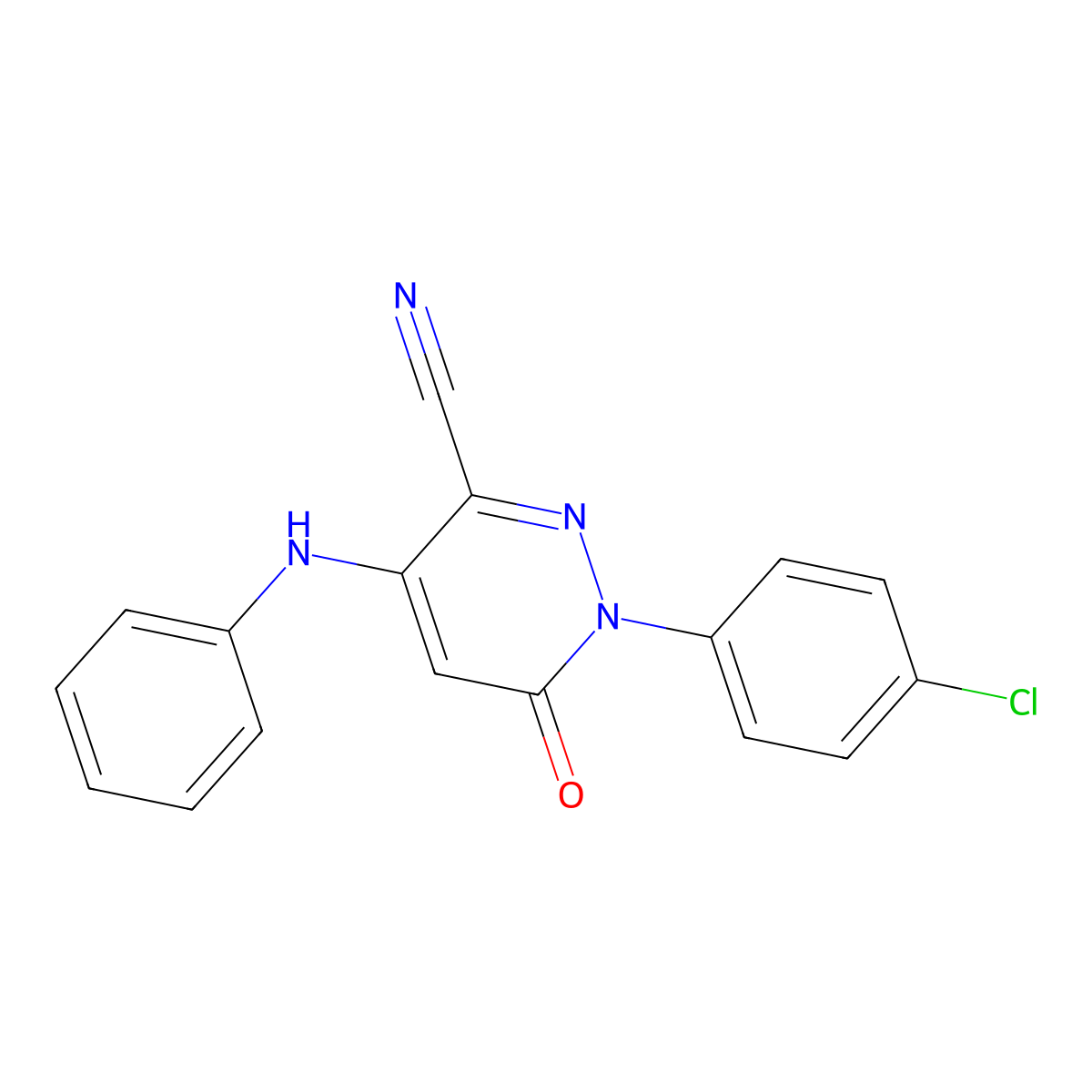4-Anilino-1-(4-chlorophenyl)-6-oxo-1,6-dihydro-3-pyridazinecarbonitrile molecular structure, CAS 400081-66-5