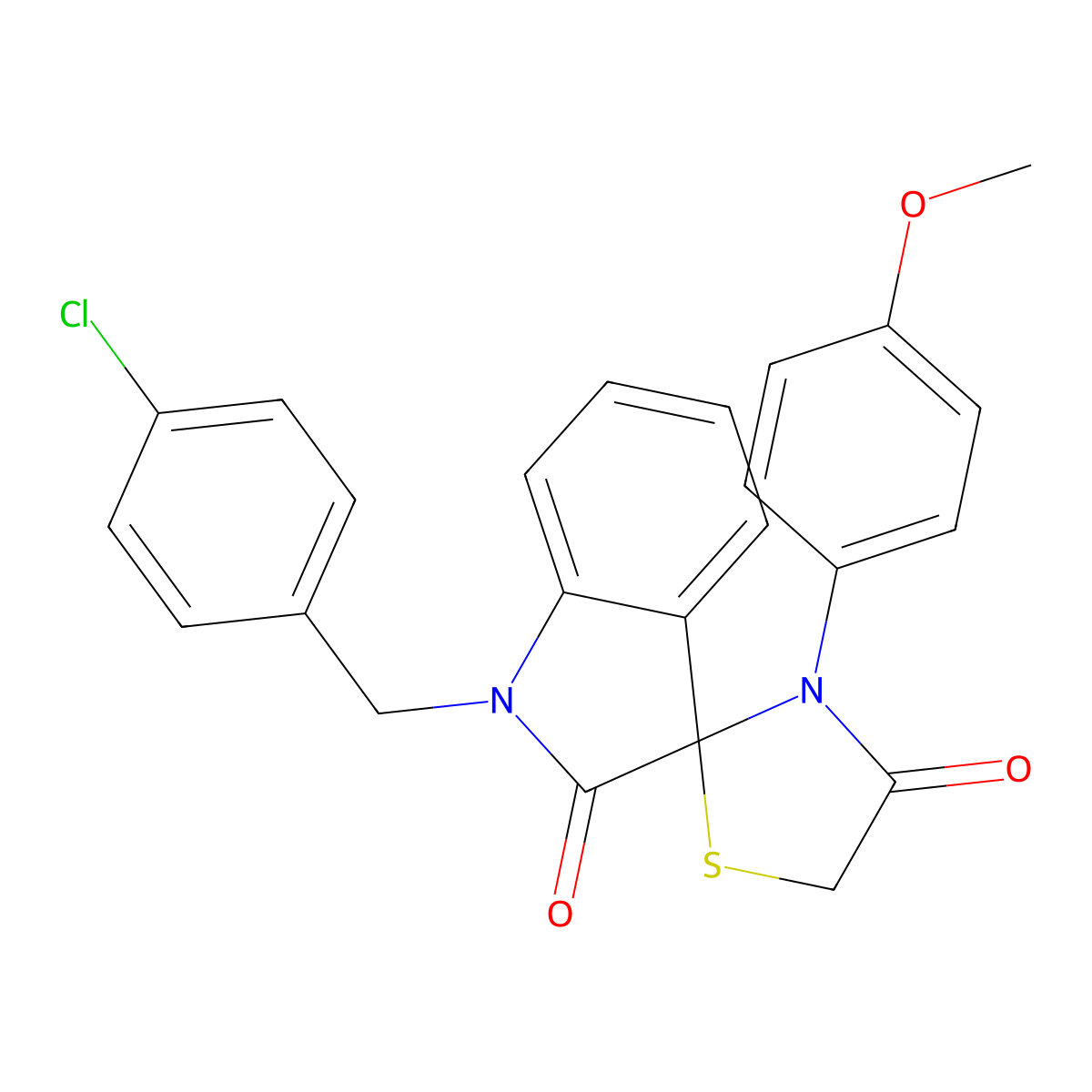 1-[(4-Chlorophenyl)methyl]-3'-(4-methoxyphenyl)-1,2-dihydrospiro[indole-3,2'-[1,3]thiazolidine]-2,4'-dione molecular structure, CAS 400081-74-5