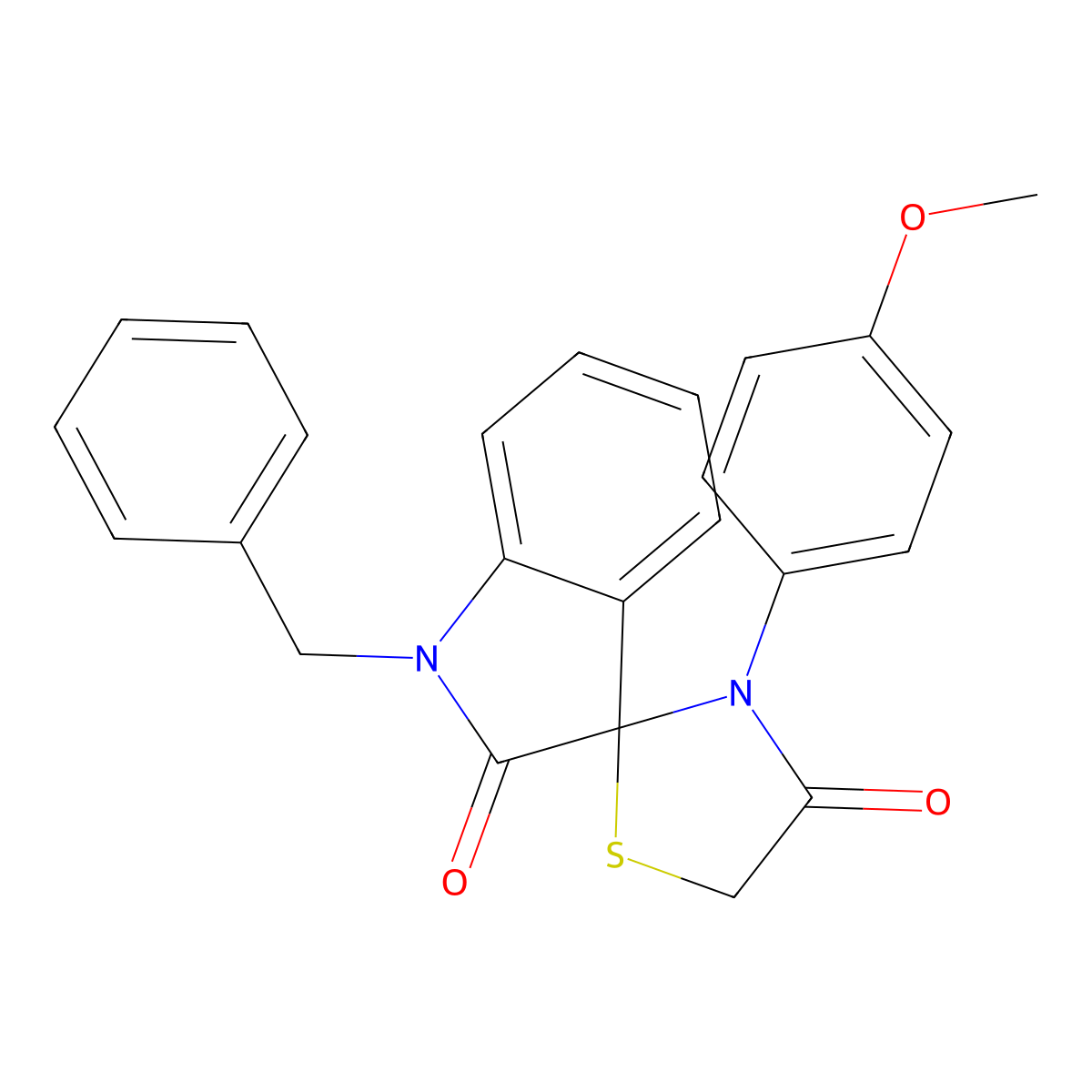 1-Benzyl-3'-(4-methoxyphenyl)-1,2-dihydrospiro[indole-3,2'-[1,3]thiazolidine]-2,4'-dione molecular structure, CAS 400081-76-7