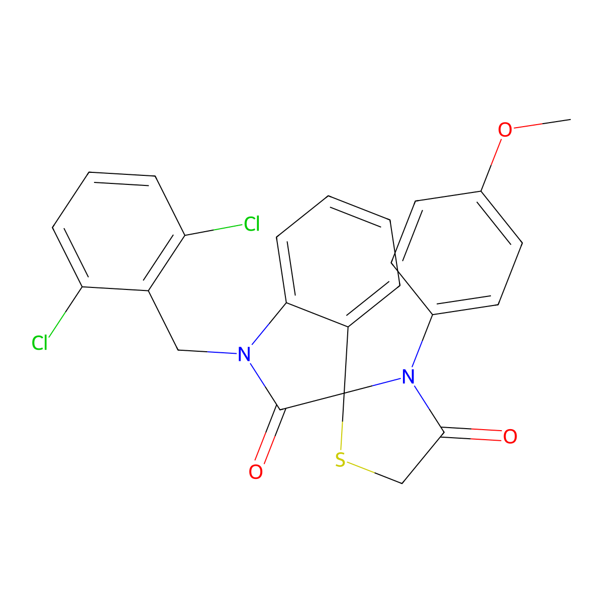 1-[(2,6-Dichlorophenyl)methyl]-3'-(4-methoxyphenyl)-1,2-dihydrospiro[indole-3,2'-[1,3]thiazolidine]-2,4'-dione molecular structure, CAS 400081-78-9
