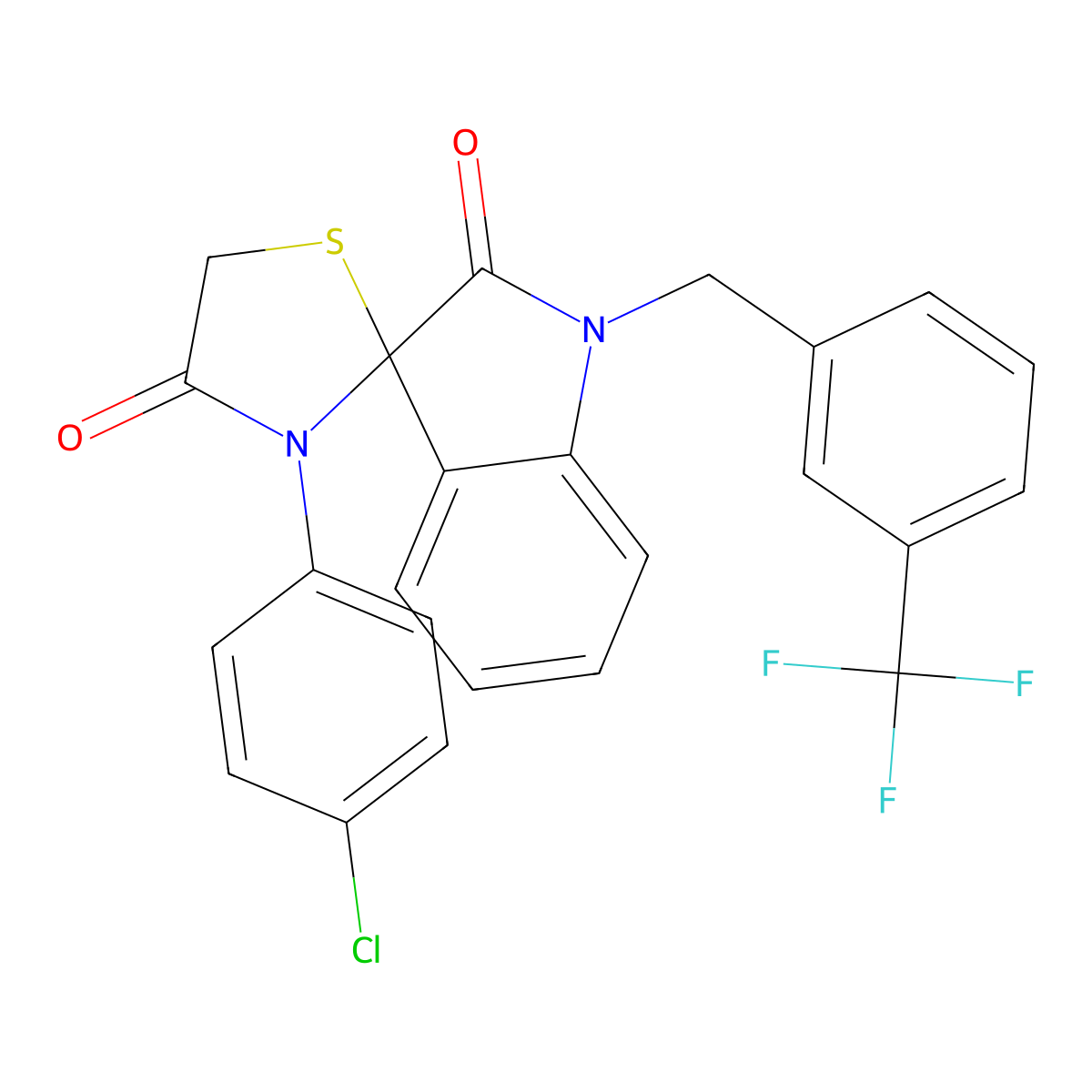 3'-(4-Chlorophenyl)-1-{[3-(trifluoromethyl)phenyl]methyl}-1,2-dihydrospiro[indole-3,2'-[1,3]thiazolidine]-2,4'-dione molecular structure, CAS 400081-79-0