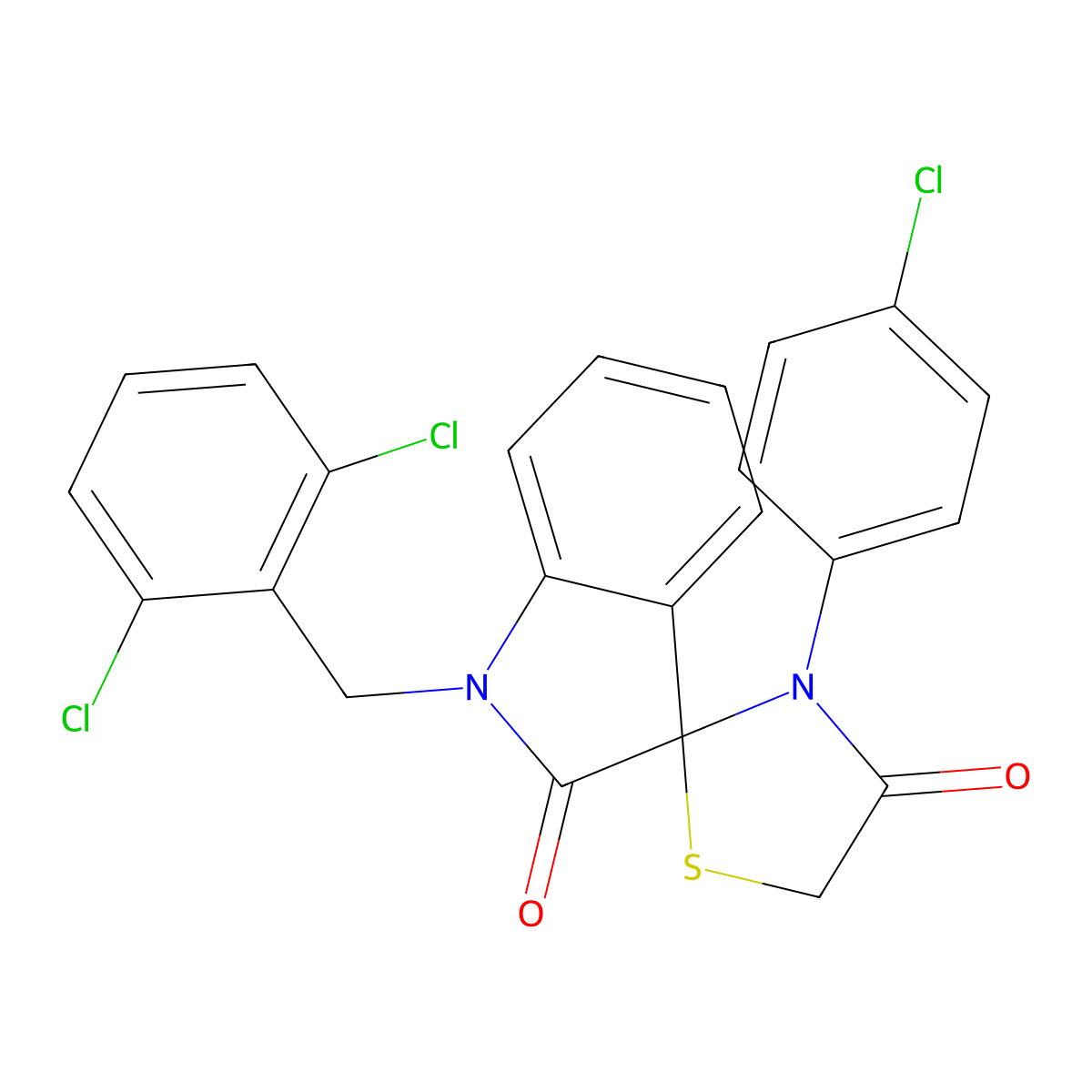 3'-(4-Chlorophenyl)-1-(2,6-dichlorobenzyl)-2-indolinone-3-spiro-2'-thiazolidin-4-one molecular structure, CAS 400081-80-3