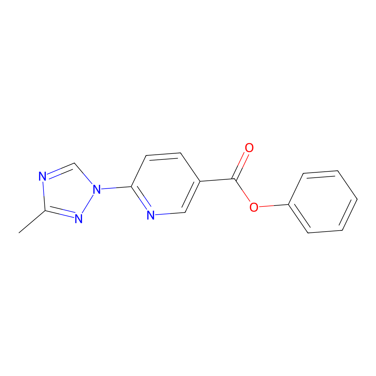 phenyl 6-(3-methyl-1H-1,2,4-triazol-1-yl)nicotinate molecular structure, CAS 400081-96-1