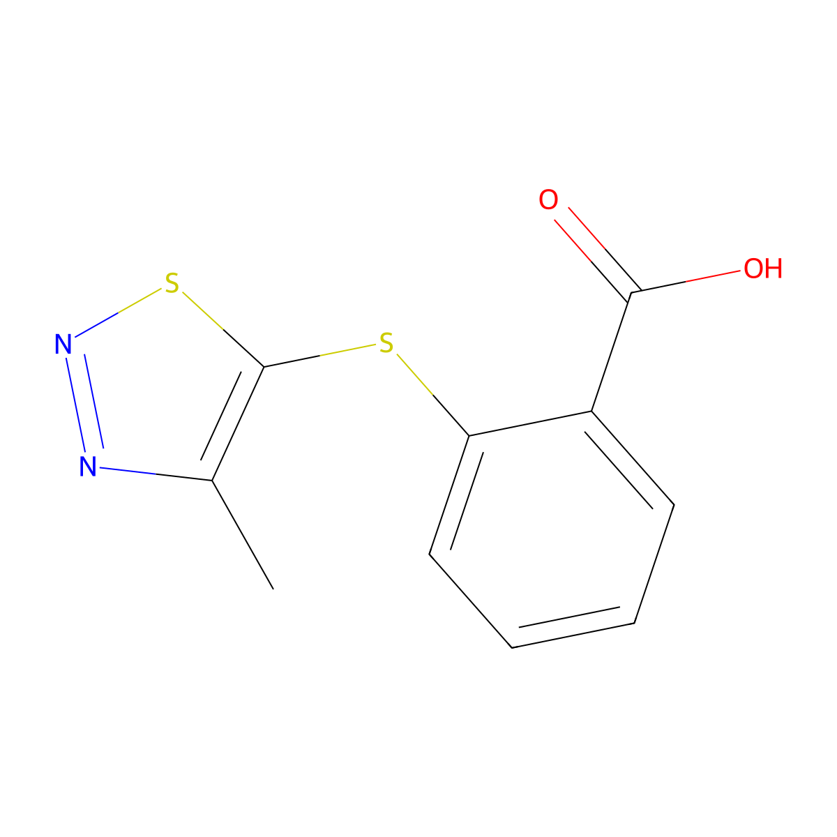 2-[(4-Methyl-1,2,3-thiadiazol-5-yl)sulfanyl]benzenecarboxylic acid molecular structure, CAS 400082-02-2
