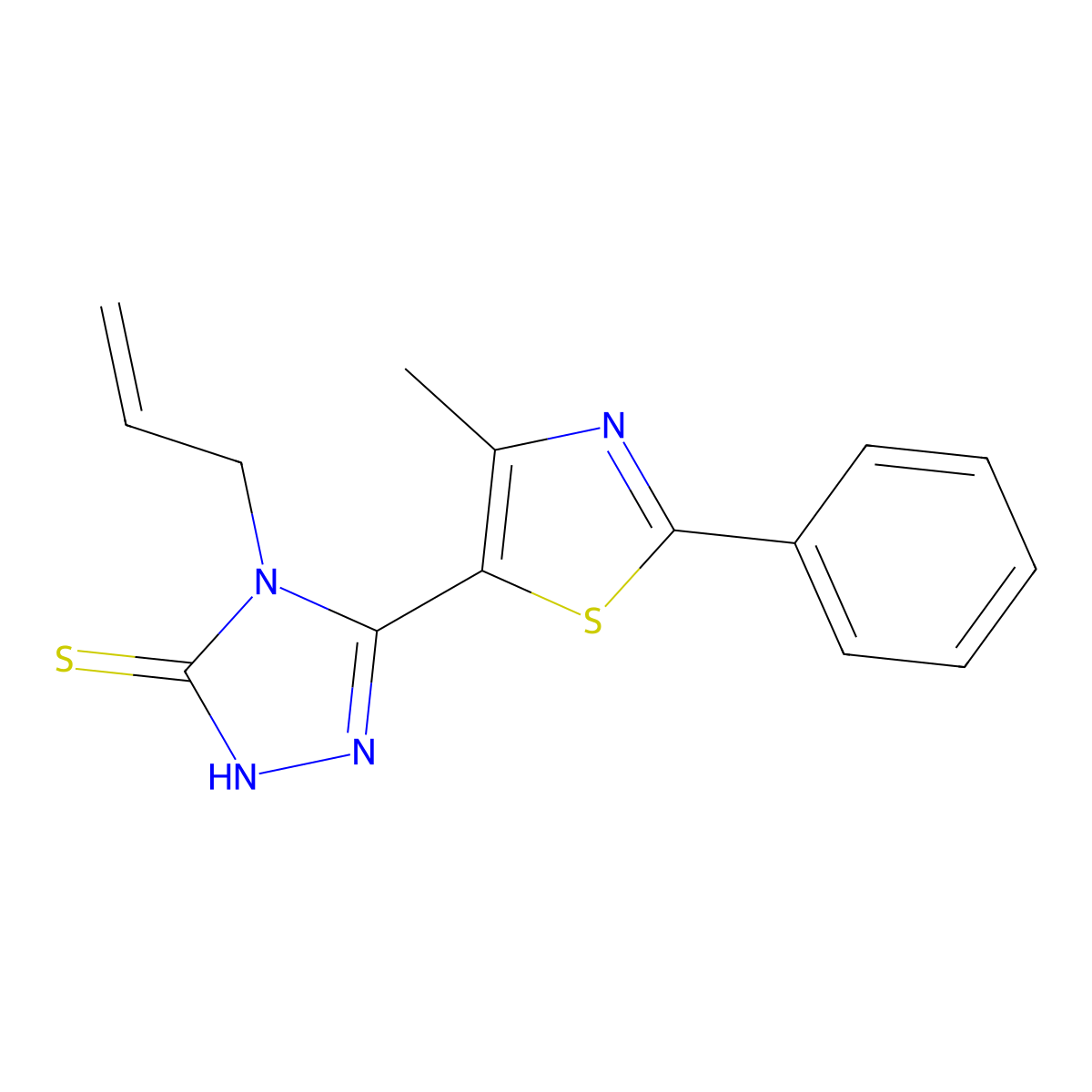 4-allyl-5-(4-methyl-2-phenyl-1,3-thiazol-5-yl)-4H-1,2,4-triazol-3-ylhydrosulfide molecular structure, CAS 400082-03-3