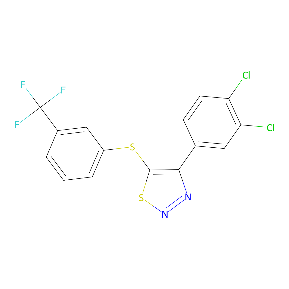 4-(3,4-Dichlorophenyl)-1,2,3-thiadiazol-5-yl 3-(trifluoromethyl)phenyl sulfide molecular structure, CAS 400082-15-7