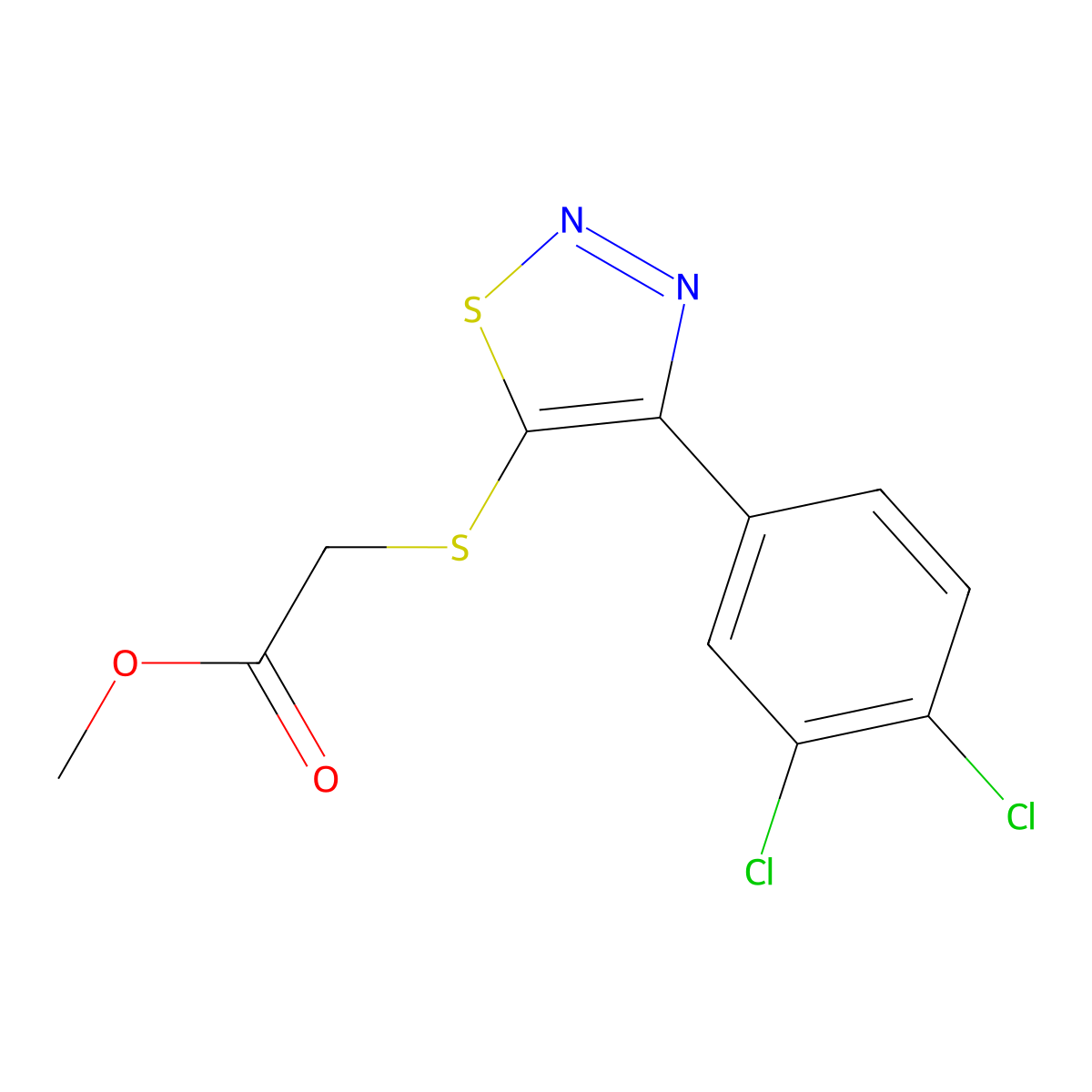 Methyl 2-{[4-(3,4-dichlorophenyl)-1,2,3-thiadiazol-5-yl]sulfanyl}acetate molecular structure, CAS 400082-17-9