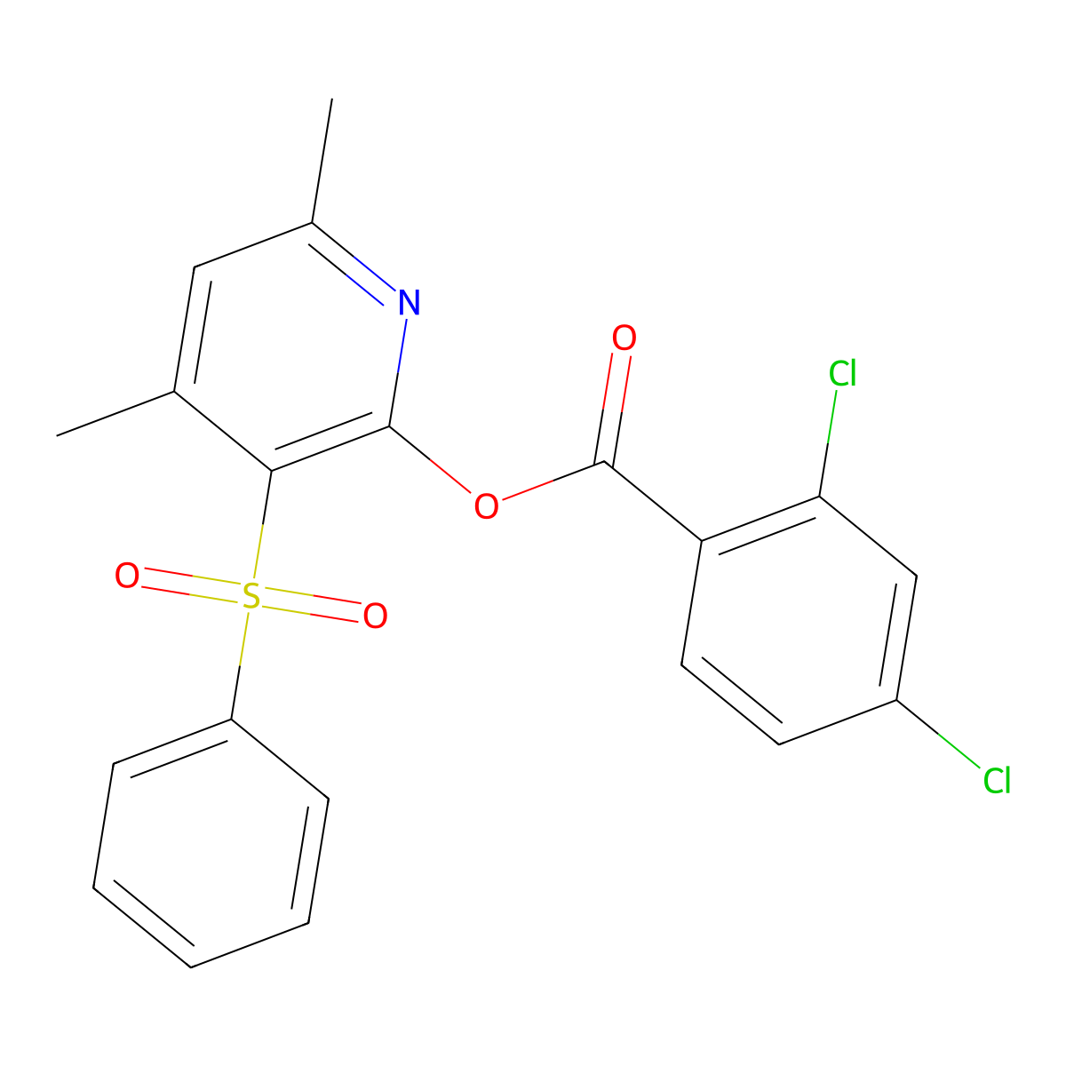 4,6-Dimethyl-3-(phenylsulfonyl)-2-pyridinyl 2,4-dichlorobenzenecarboxylate molecular structure, CAS 400082-19-1