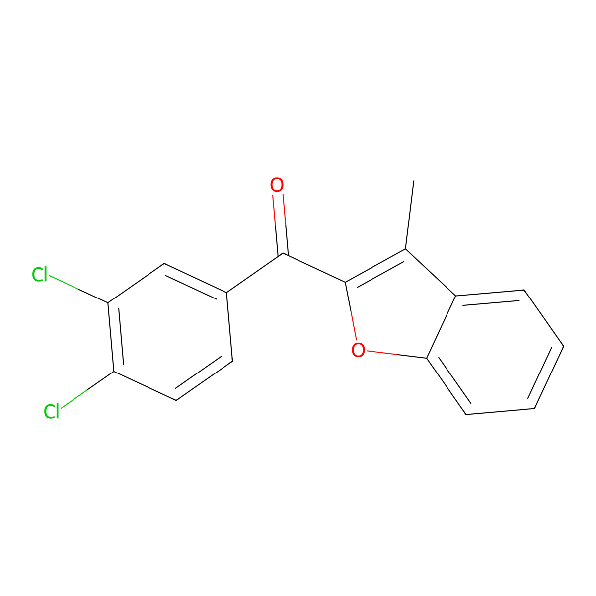 (3,4-Dichlorophenyl)(3-methyl-1-benzofuran-2-yl)methanone molecular structure, CAS 400082-35-1