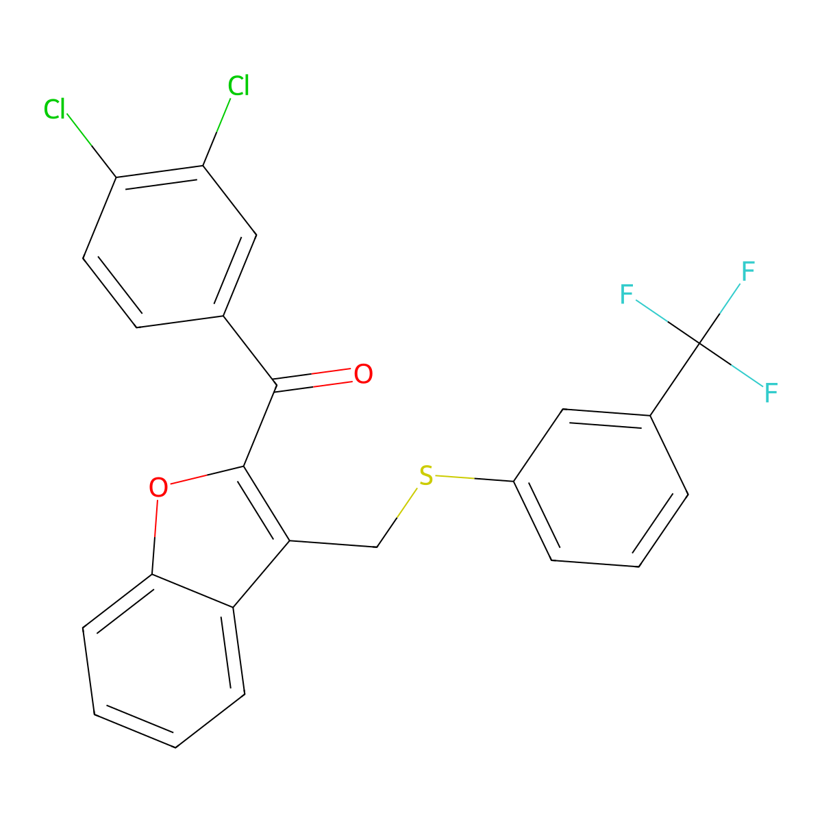 (3,4-Dichlorophenyl)[3-({[3-(trifluoromethyl)phenyl]sulfanyl}methyl)-1-benzofuran-2-yl]methanone molecular structure, CAS 400082-38-4