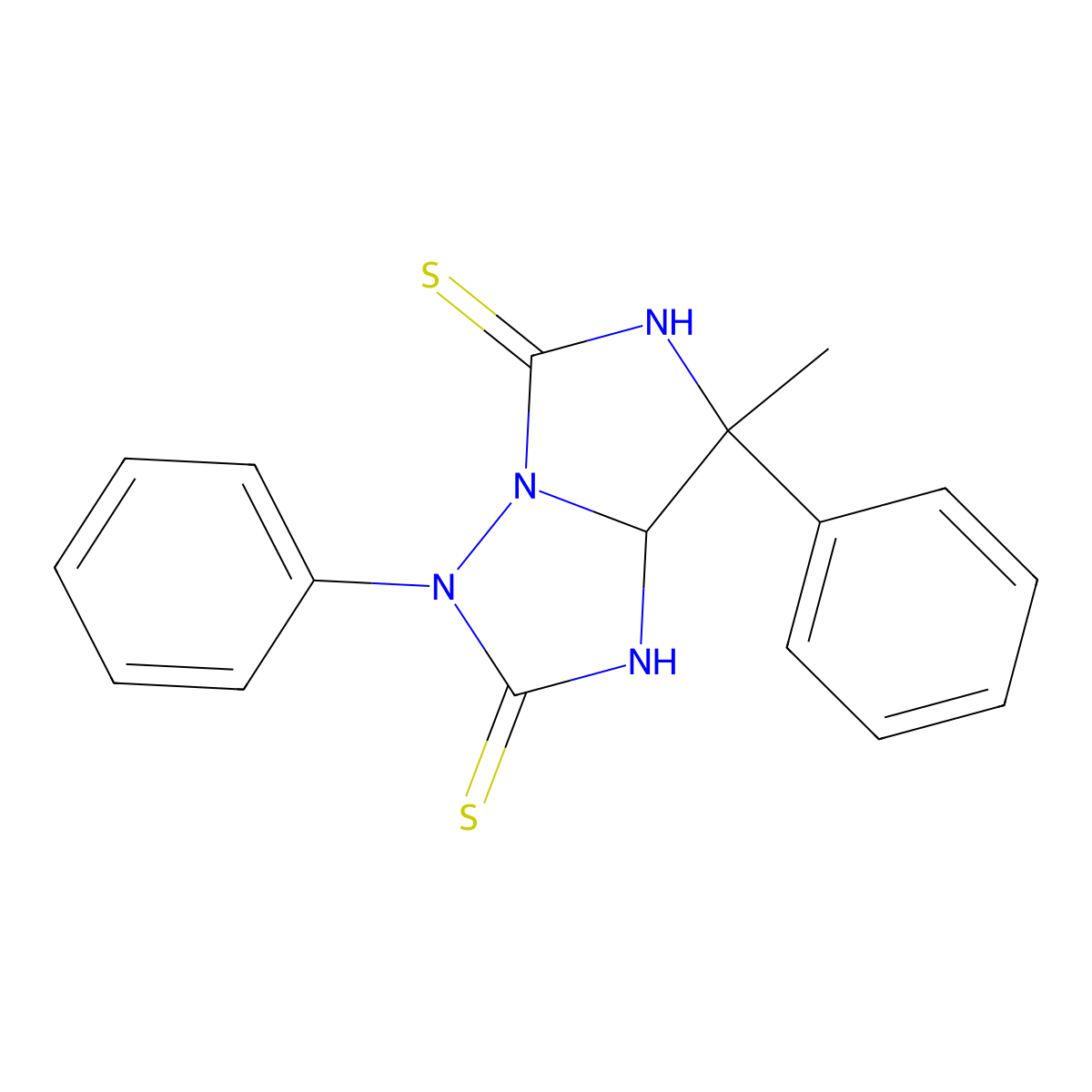 7-methyl-3,7-diphenyldihydro-1H-imidazo[1,5-b][1,2,4]triazole-2,5(3H,6H)-dithione molecular structure, CAS 400082-42-0