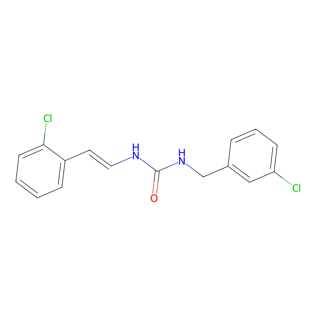 3-[(E)-2-(2-chlorophenyl)ethenyl]-1-[(3-chlorophenyl)methyl]urea molecular structure, CAS 400082-44-2