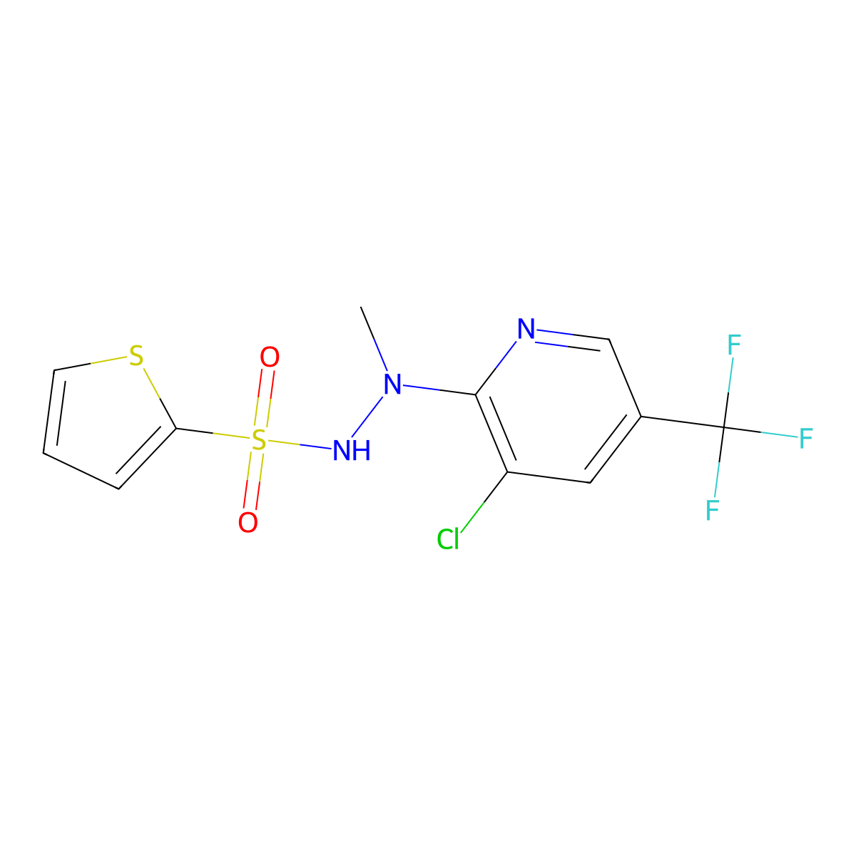 N'-[3-chloro-5-(trifluoromethyl)-2-pyridinyl]-N'-methyl-2-thiophenesulfonohydrazide molecular structure, CAS 400082-51-1