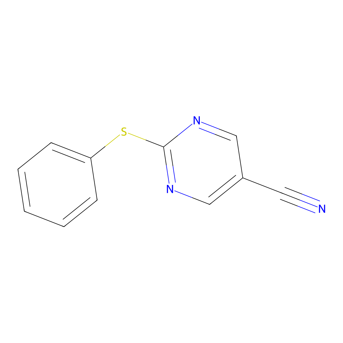 2-(Phenylthio)-5-pyrimidinecarbonitrile molecular structure, CAS 400082-63-5
