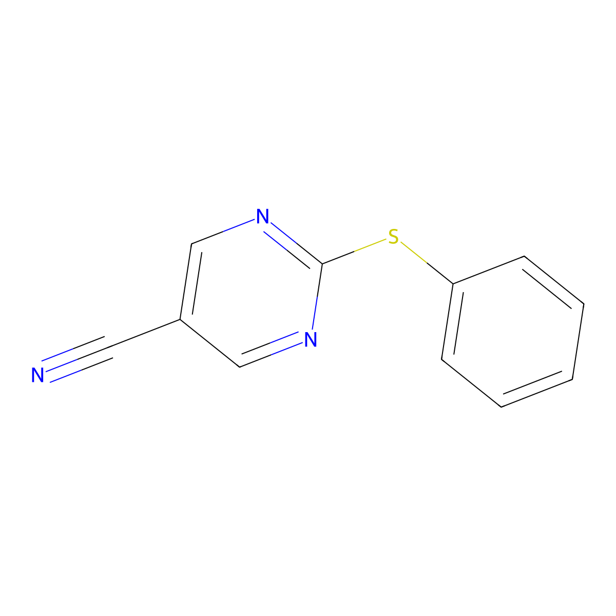 2-(Phenylthio)-5-pyrimidinecarbonitrile molecular structure, CAS 400082-63-5