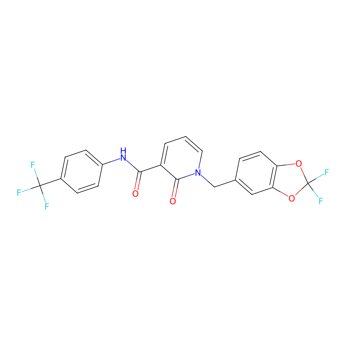 1-[(2,2-difluoro-1,3-benzodioxol-5-yl)methyl]-2-oxo-N-[4-(trifluoromethyl)phenyl]pyridine-3-carboxamide molecular structure, CAS 400082-70-4