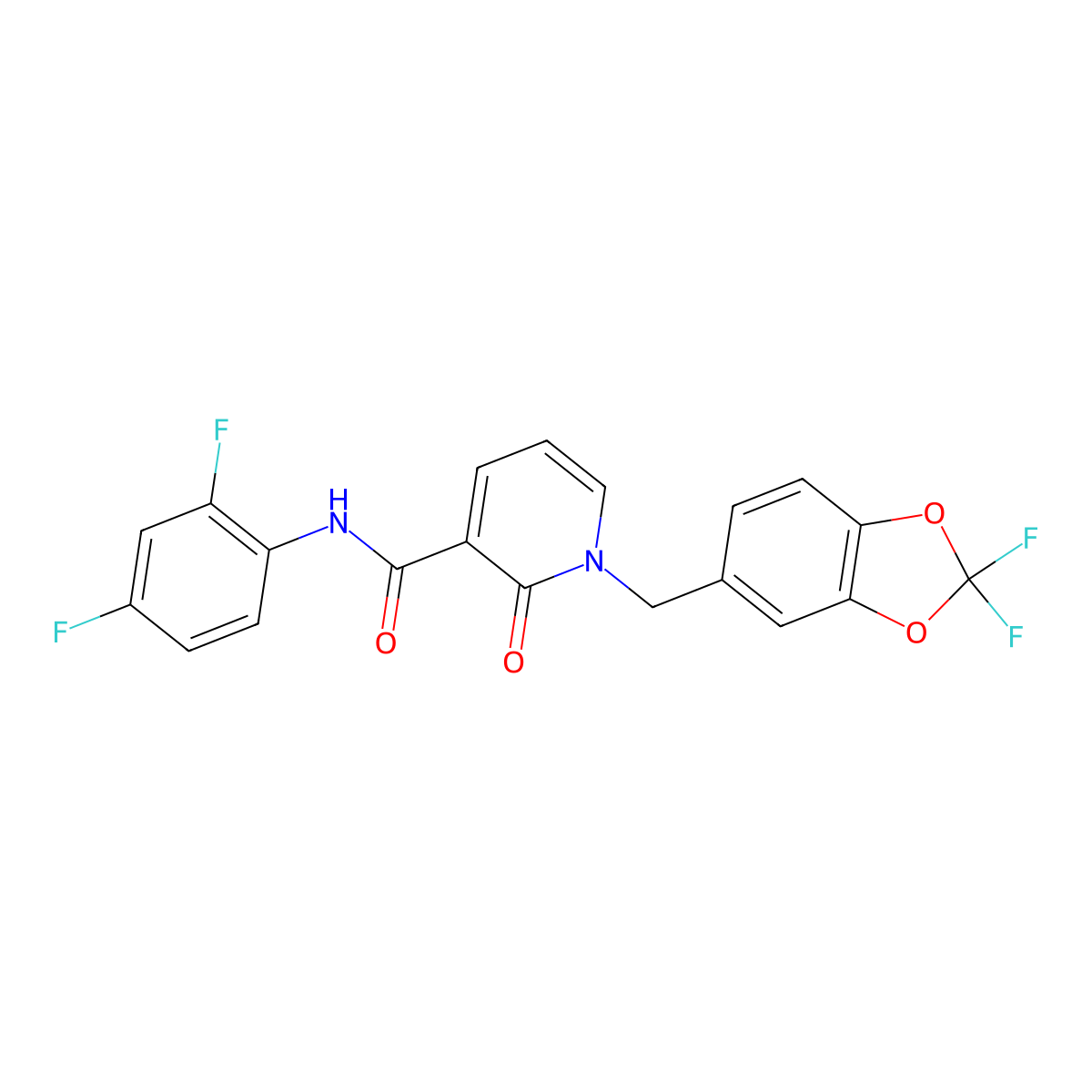 1-[(2,2-difluoro-1,3-benzodioxol-5-yl)methyl]-N-(2,4-difluorophenyl)-2-oxo-1,2-dihydro-3-pyridinecarboxamide molecular structure, CAS 400082-71-5
