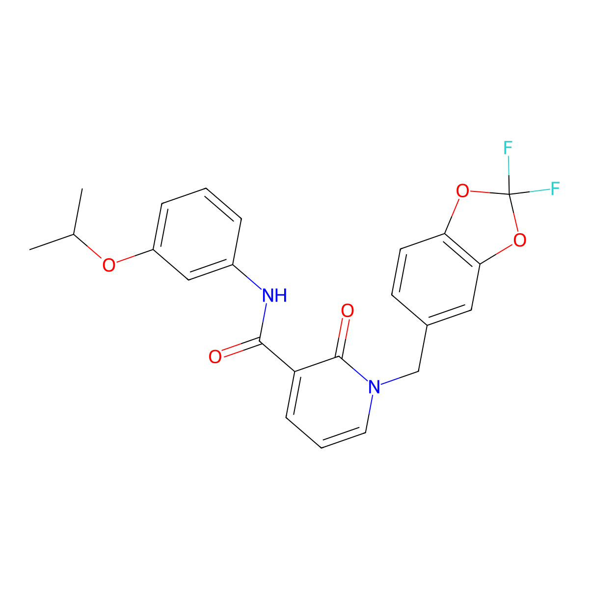 1-[(2,2-difluoro-1,3-benzodioxol-5-yl)methyl]-N-(3-isopropoxyphenyl)-2-oxo-1,2-dihydro-3-pyridinecarboxamide molecular structure, CAS 400083-07-0