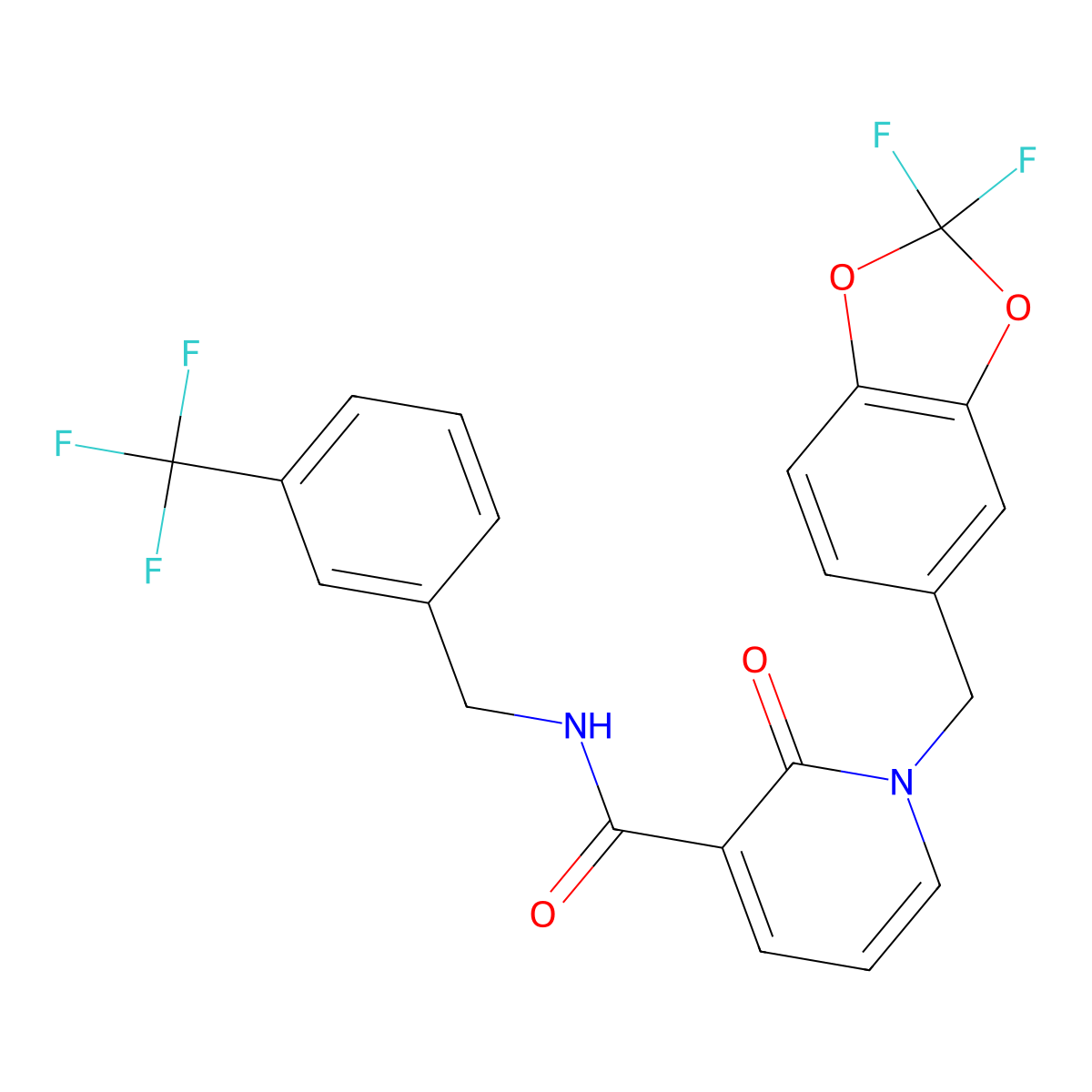 1-[(2,2-difluoro-1,3-benzodioxol-5-yl)methyl]-2-oxo-N-[3-(trifluoromethyl)benzyl]-1,2-dihydro-3-pyridinecarboxamide molecular structure, CAS 400083-13-8