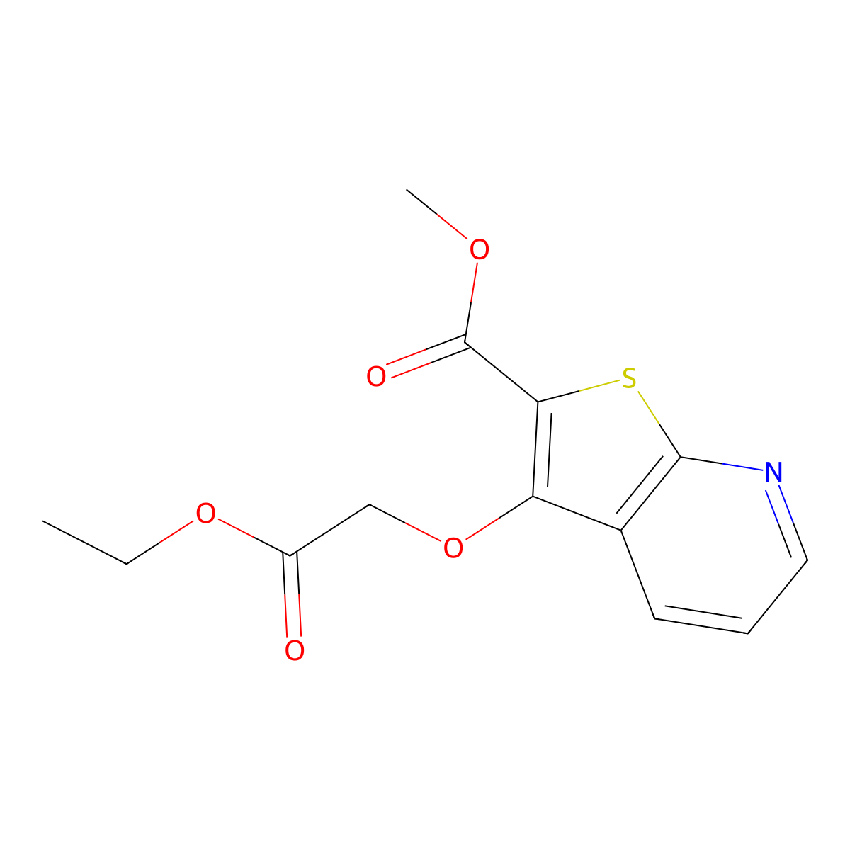 Methyl 3-(2-ethoxy-2-oxoethoxy)thieno[2,3-b]pyridine-2-carboxylate molecular structure, CAS 400083-28-5