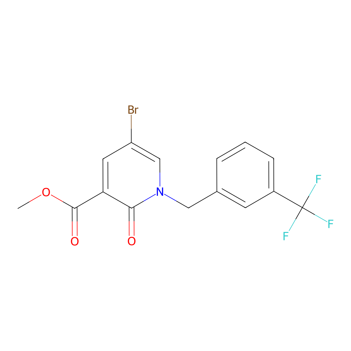 Methyl 5-bromo-2-oxo-1-[3-(trifluoromethyl)benzyl]-1,2-dihydro-3-pyridinecarboxylate molecular structure, CAS 400083-32-1