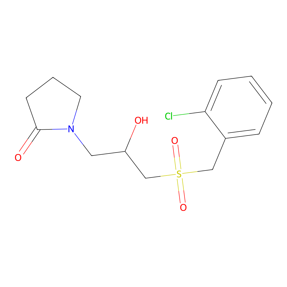 1-(3-(((2-Chlorophenyl)methyl)sulfonyl)-2-hydroxypropyl)-2-pyrrolidinone molecular structure, CAS 400083-33-2