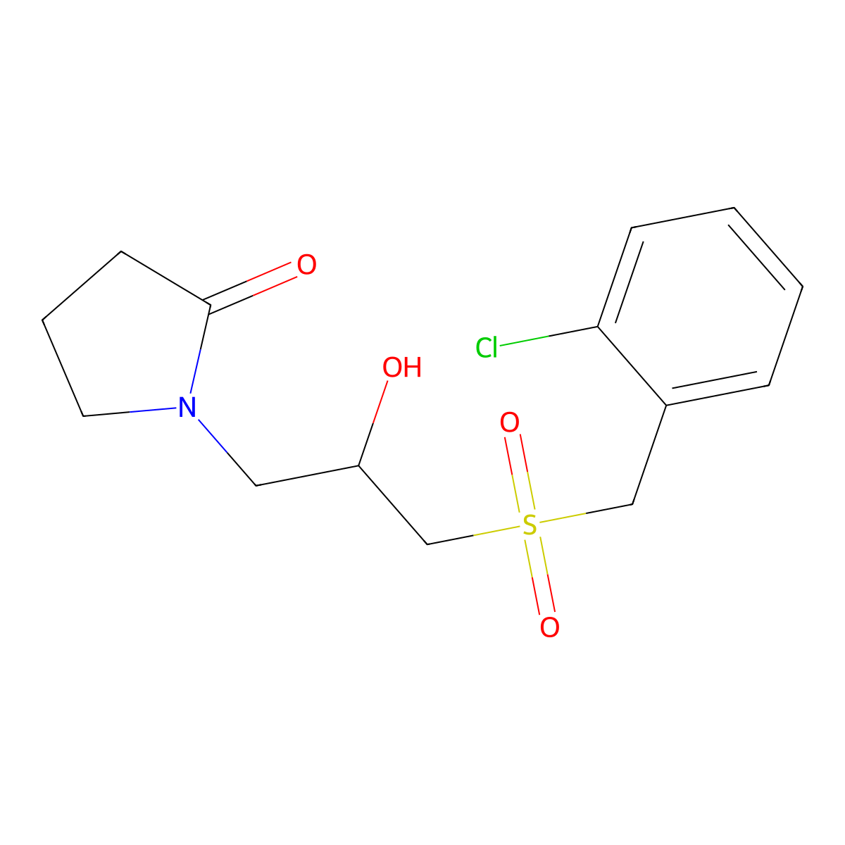 1-(3-(((2-Chlorophenyl)methyl)sulfonyl)-2-hydroxypropyl)-2-pyrrolidinone molecular structure, CAS 400083-33-2