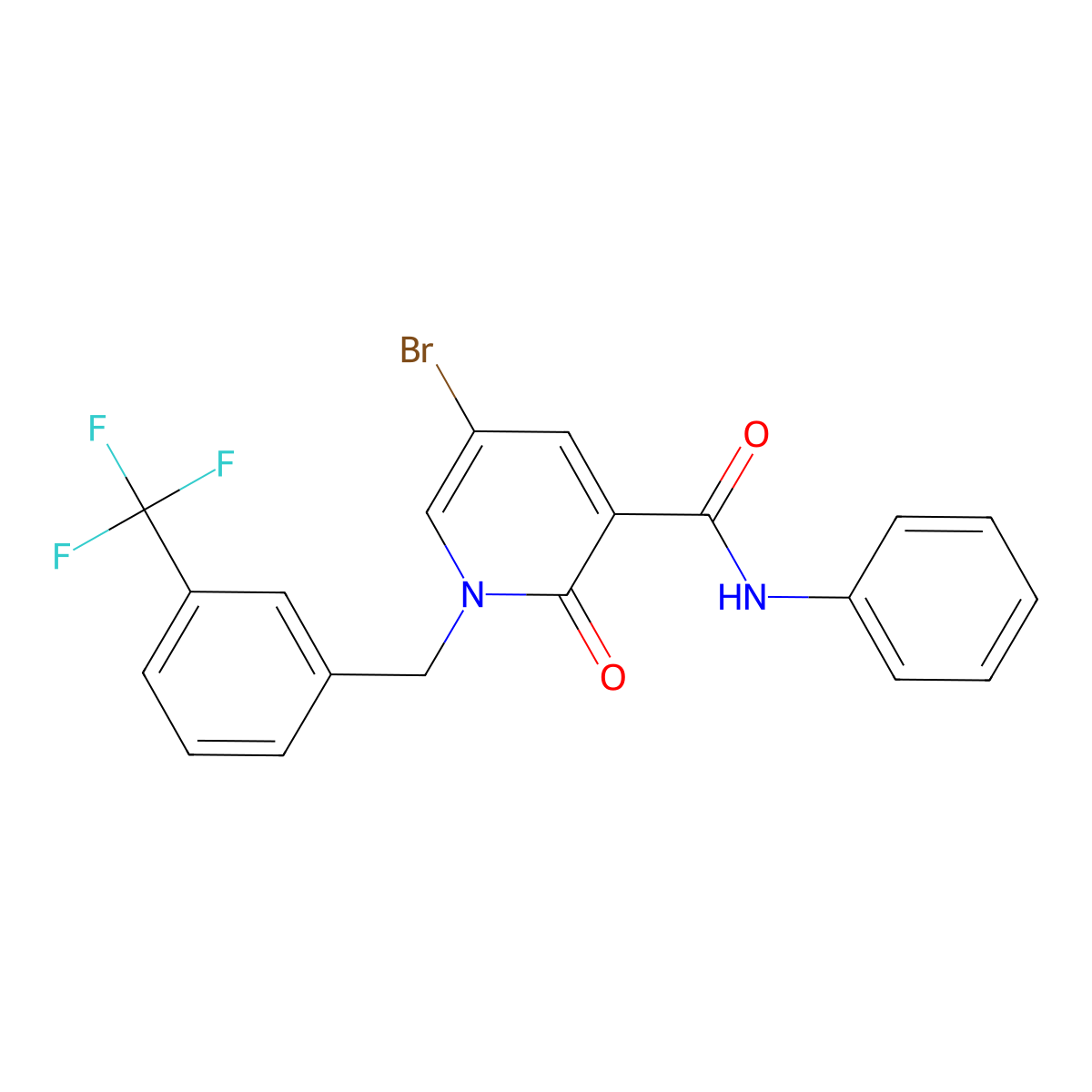 5-bromo-2-oxo-N-phenyl-1-[[3-(trifluoromethyl)phenyl]methyl]pyridine-3-carboxamide molecular structure, CAS 400083-36-5