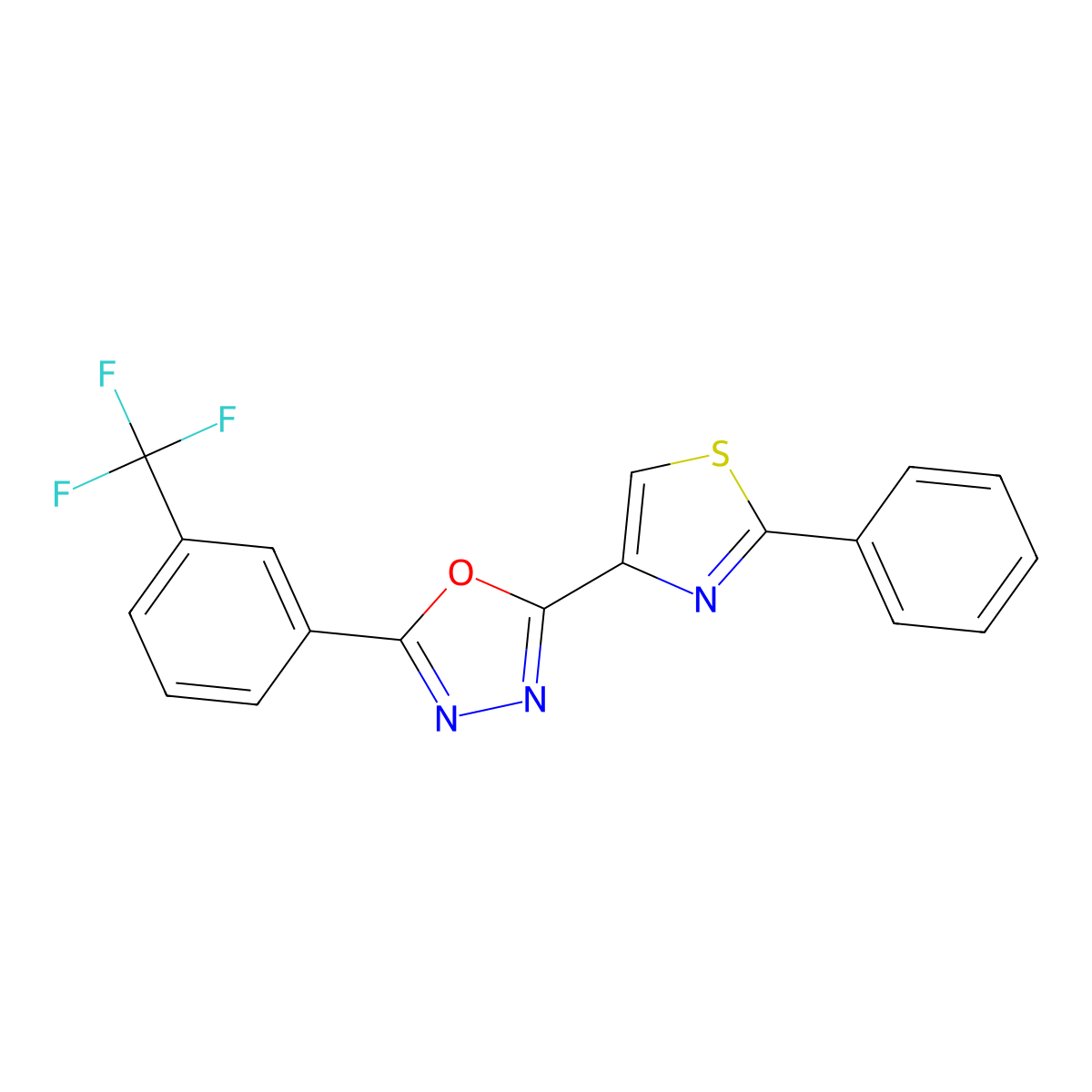 2-(2-Phenyl-1,3-thiazol-4-yl)-5-[3-(trifluoromethyl)phenyl]-1,3,4-oxadiazole molecular structure, CAS 400083-60-5