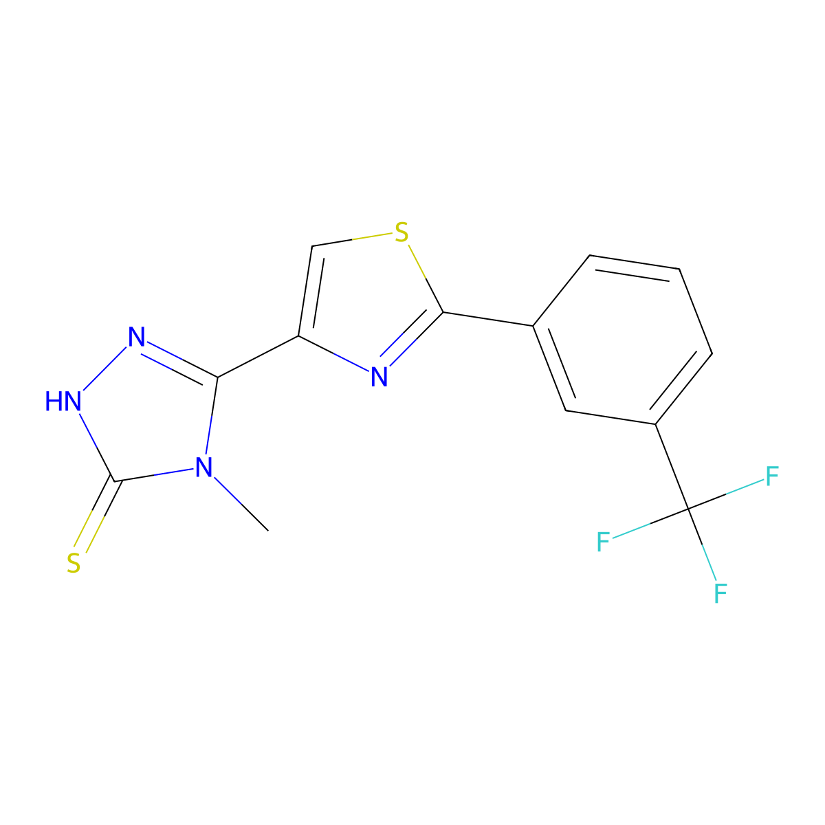 4-methyl-5-{2-[3-(trifluoromethyl)phenyl]-1,3-thiazol-4-yl}-4H-1,2,4-triazole-3-thiol molecular structure, CAS 400083-67-2