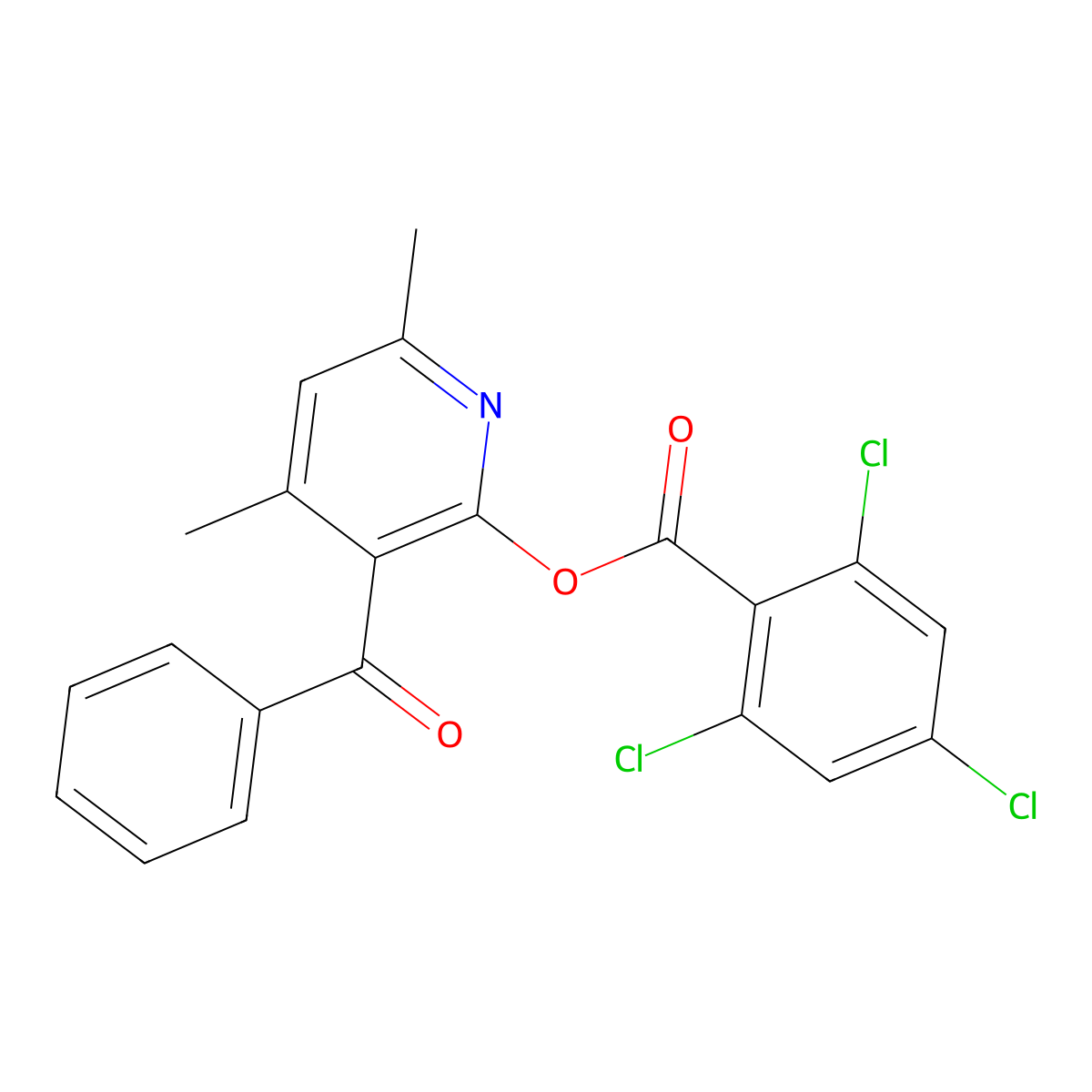 3-Benzoyl-4,6-dimethyl-2-pyridinyl 2,4,6-trichlorobenzenecarboxylate molecular structure, CAS 400083-81-0