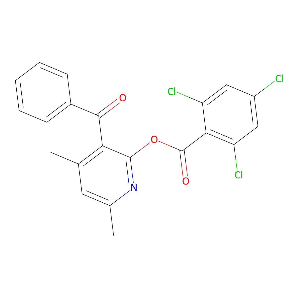 3-Benzoyl-4,6-dimethyl-2-pyridinyl 2,4,6-trichlorobenzenecarboxylate molecular structure, CAS 400083-81-0