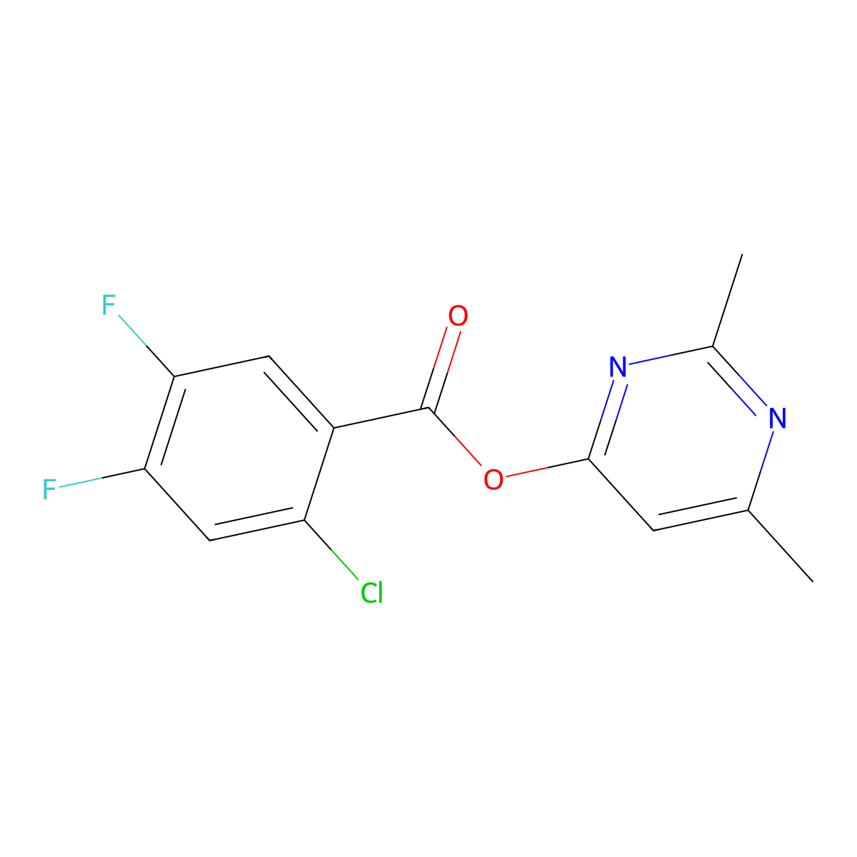 2,6-Dimethyl-4-pyrimidinyl 2-chloro-4,5-difluorobenzenecarboxylate molecular structure, CAS 400083-82-1