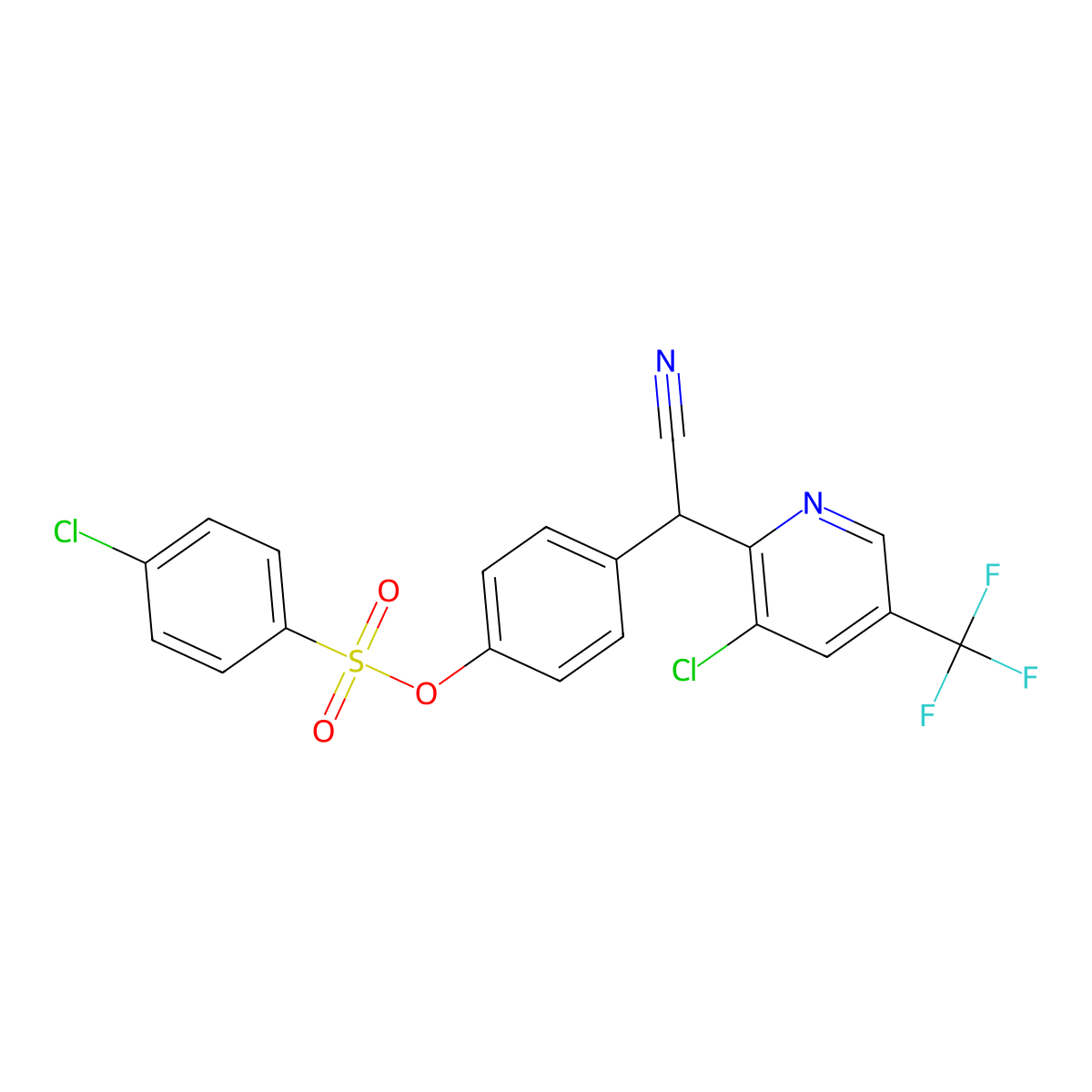 4-[[3-Chloro-5-(trifluoromethyl)-2-pyridinyl](cyano)methyl]phenyl 4-chlorobenzenesulfonate molecular structure, CAS 400083-94-5