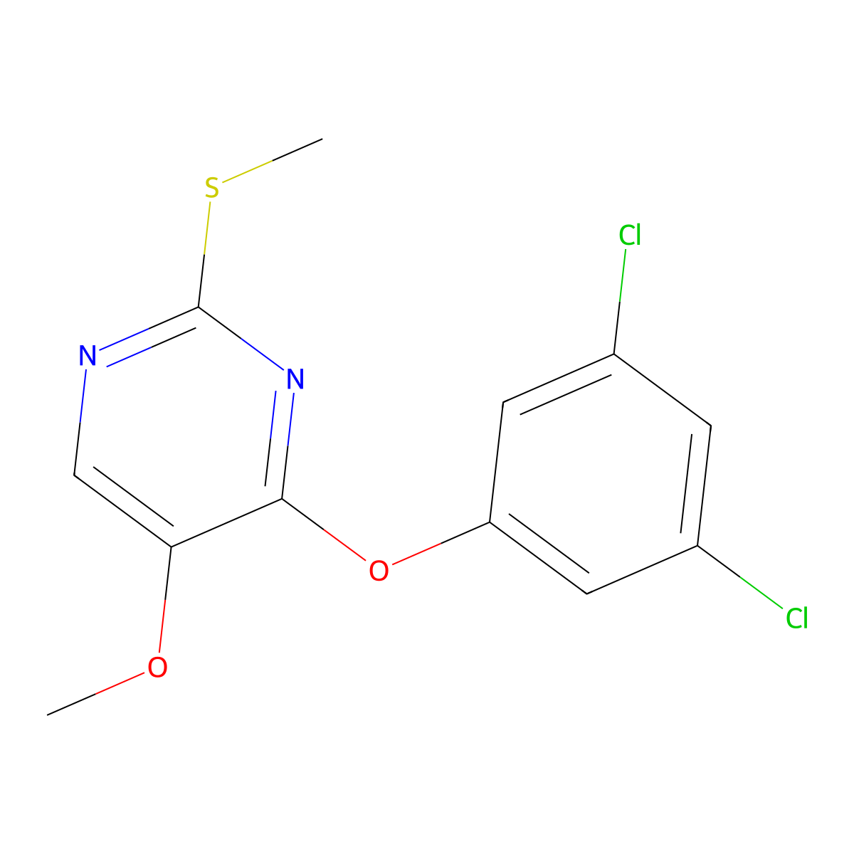 4-(3,5-Dichlorophenoxy)-5-methoxy-2-(methylsulfanyl)pyrimidine molecular structure, CAS 400084-07-3