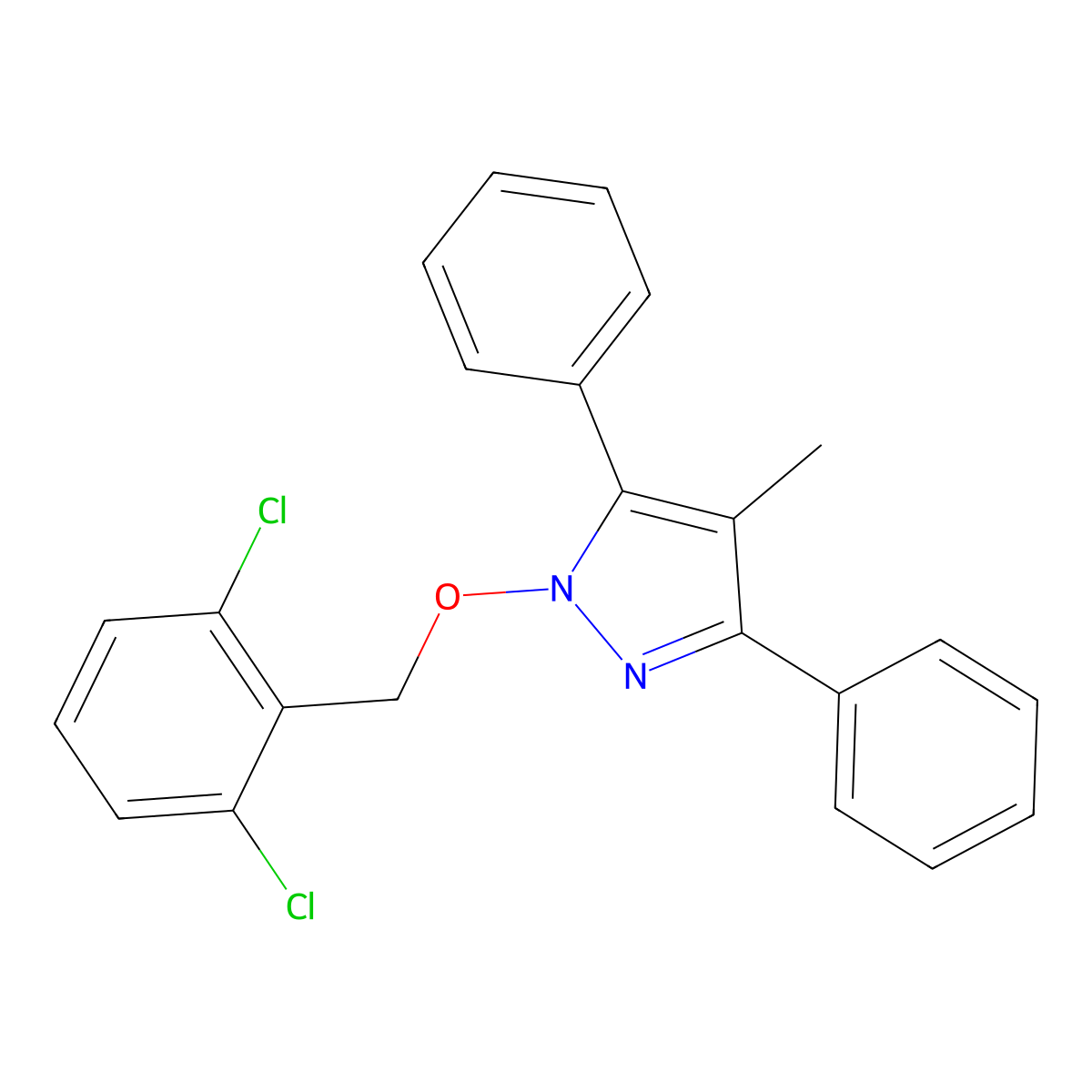 1-[(2,6-dichlorobenzyl)oxy]-4-methyl-3,5-diphenyl-1H-pyrazole molecular structure, CAS 400084-09-5
