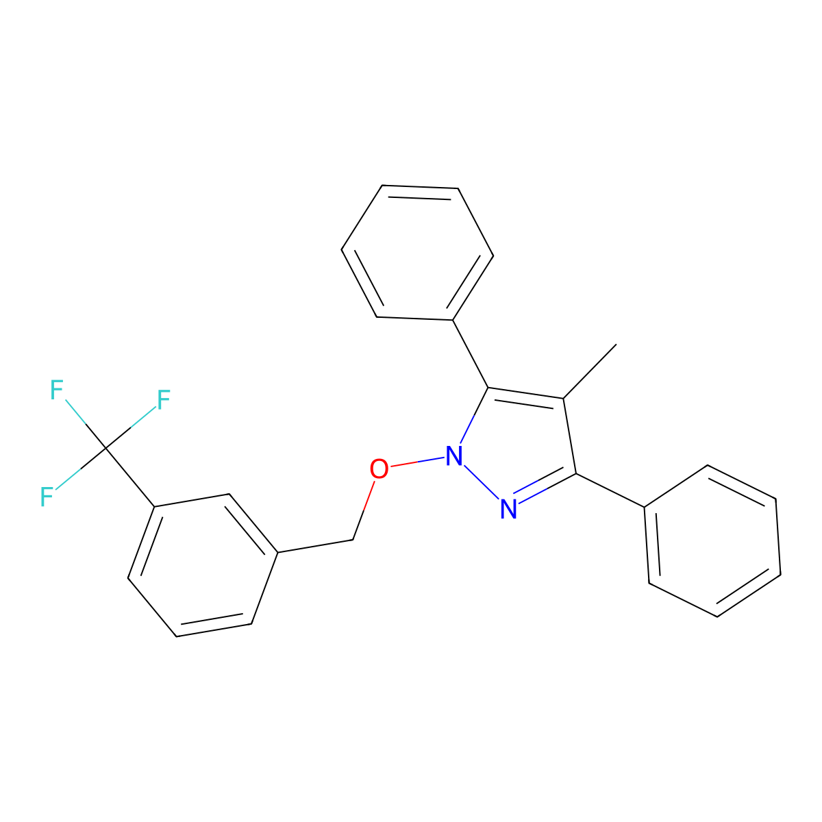 4-Methyl-3,5-diphenyl-1-[[3-(trifluoromethyl)phenyl]methoxy]pyrazole molecular structure, CAS 400084-14-2