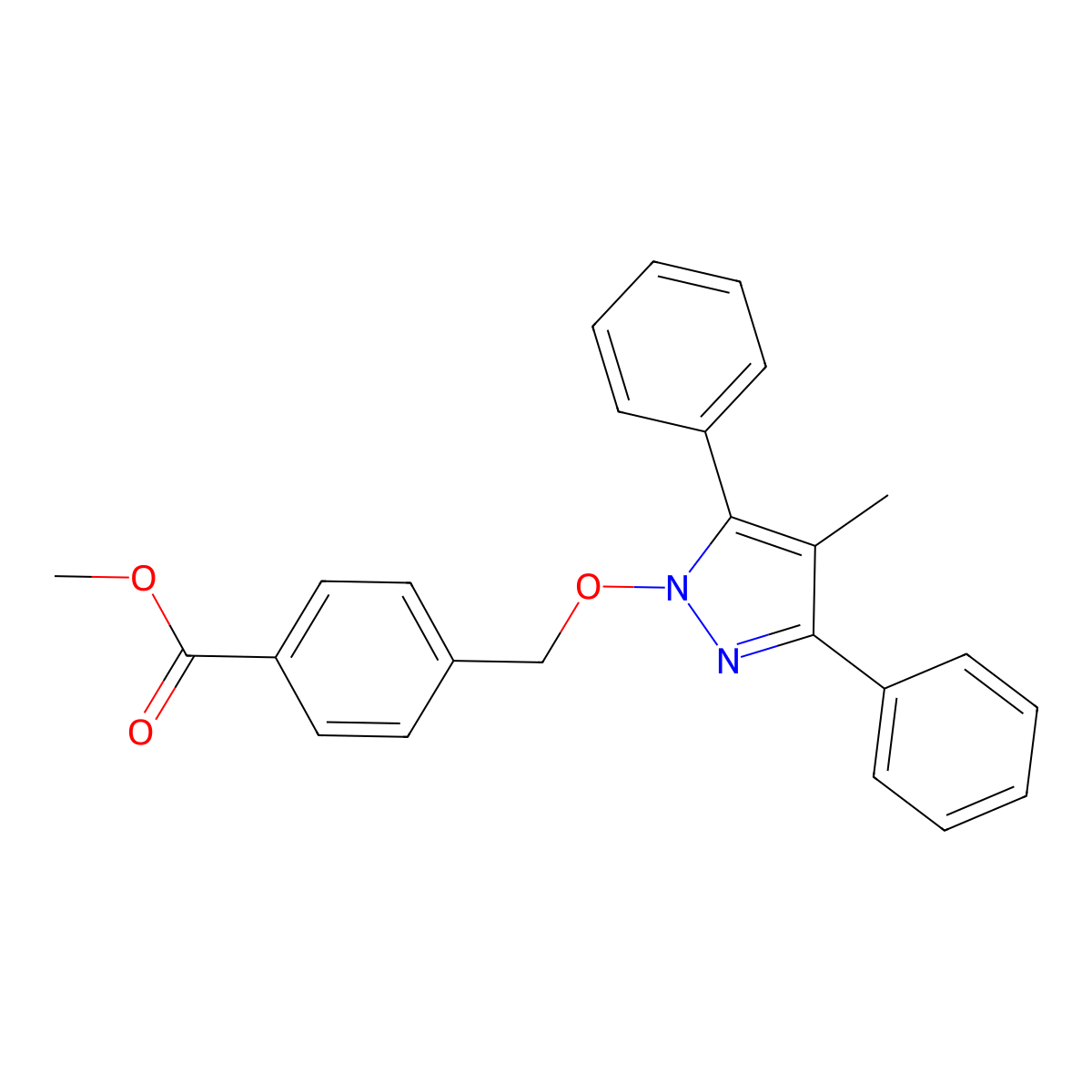 methyl 4-{[(4-methyl-3,5-diphenyl-1H-pyrazol-1-yl)oxy]methyl}benzenecarboxylate molecular structure, CAS 400084-15-3